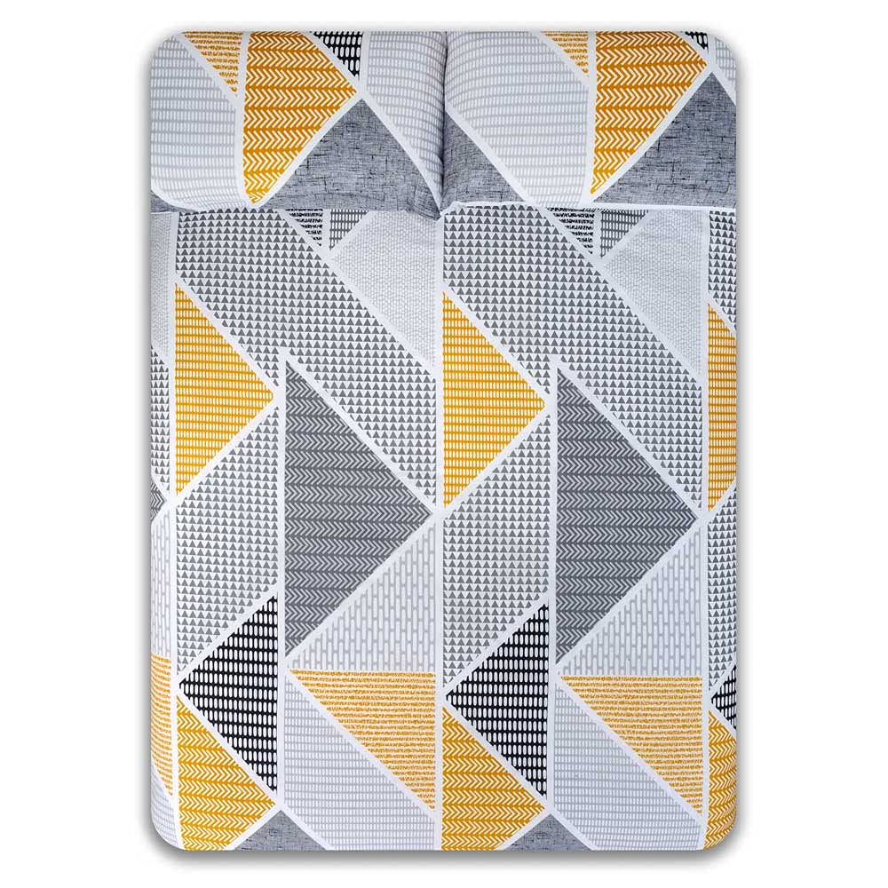 COTTON ARTean Zestaw pościeli Geka, 200 x 190/200 cm, 50% bawełna, 50% poliester, szary i kolor musztardowy