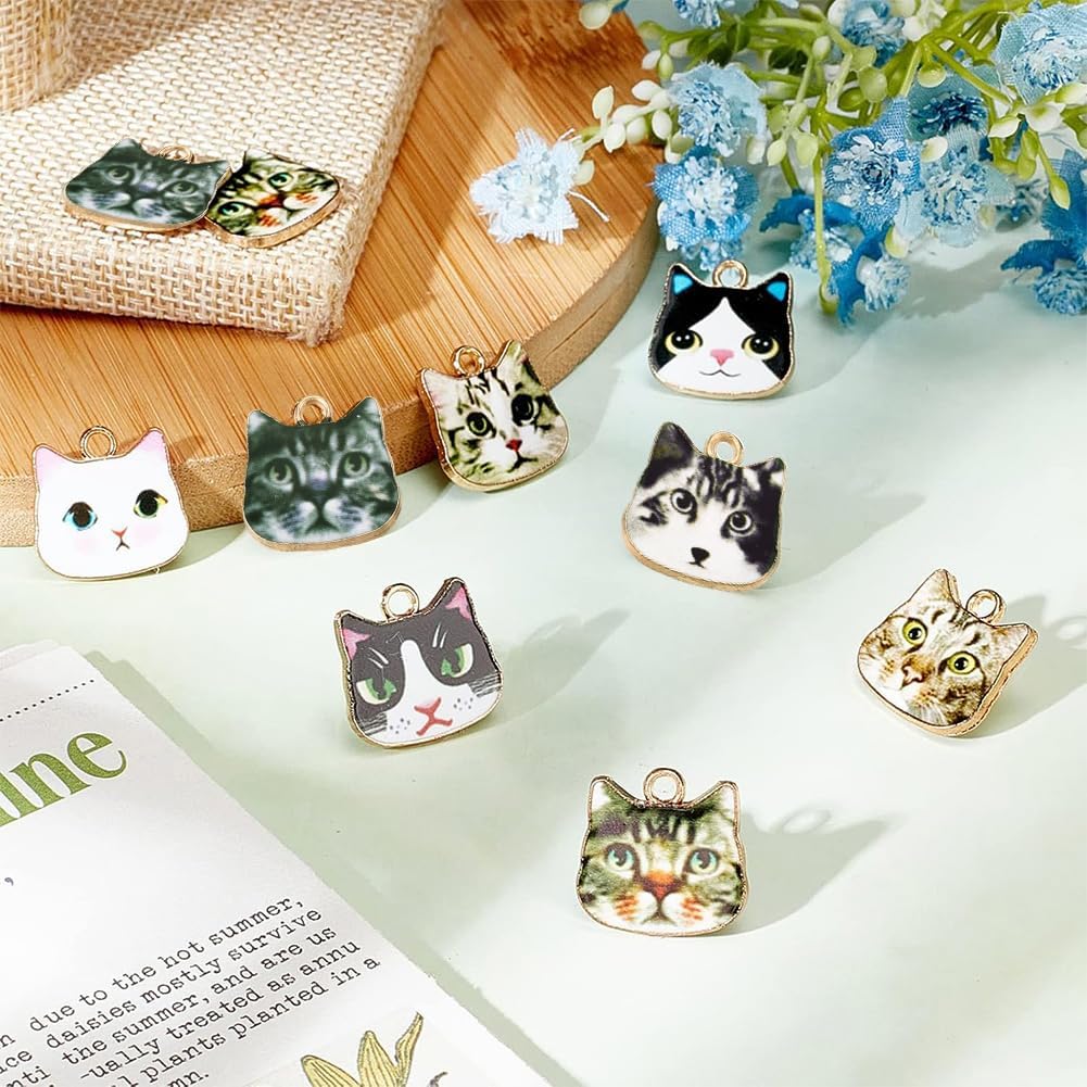 SUNNYCLUE 1 Box 8 Style 48Pcs Enamel Cat Charms Animal Charm Bulk Alloy Cats Head Pet Charm for Jewelry Making Charms Supplies Accessories DIY Necklace Bracelet Earring Craft Women Beginners Adults - Image 4