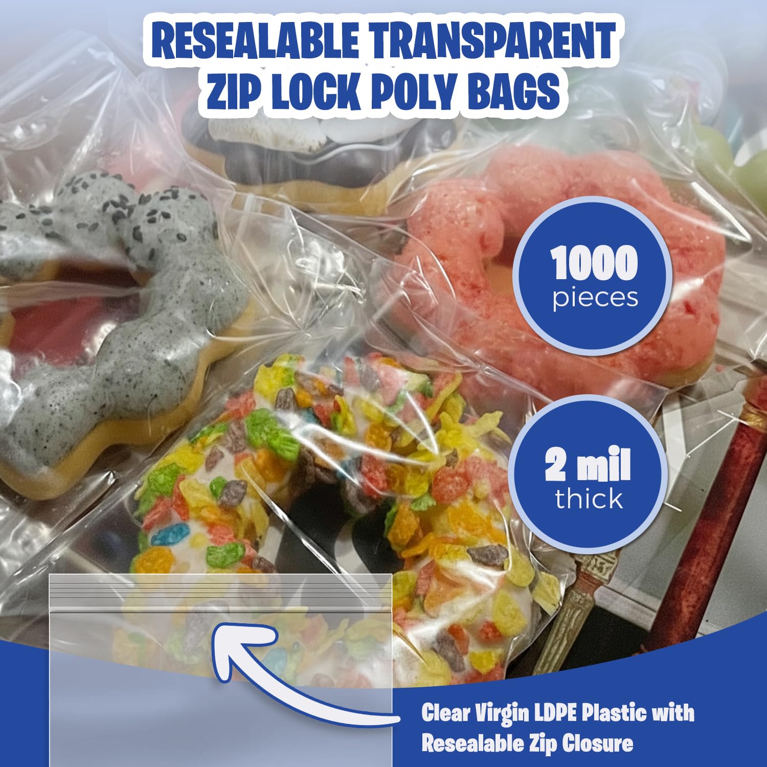 Seal Fresh Ziplock Bags – 5 x 5 pulgadas (1000 unidades), 2 mil – Bolsas de plástico transparente con cierre resellable – Bolsas con cierre hermético – Bolsas con cierre de cremallera, bolsas de