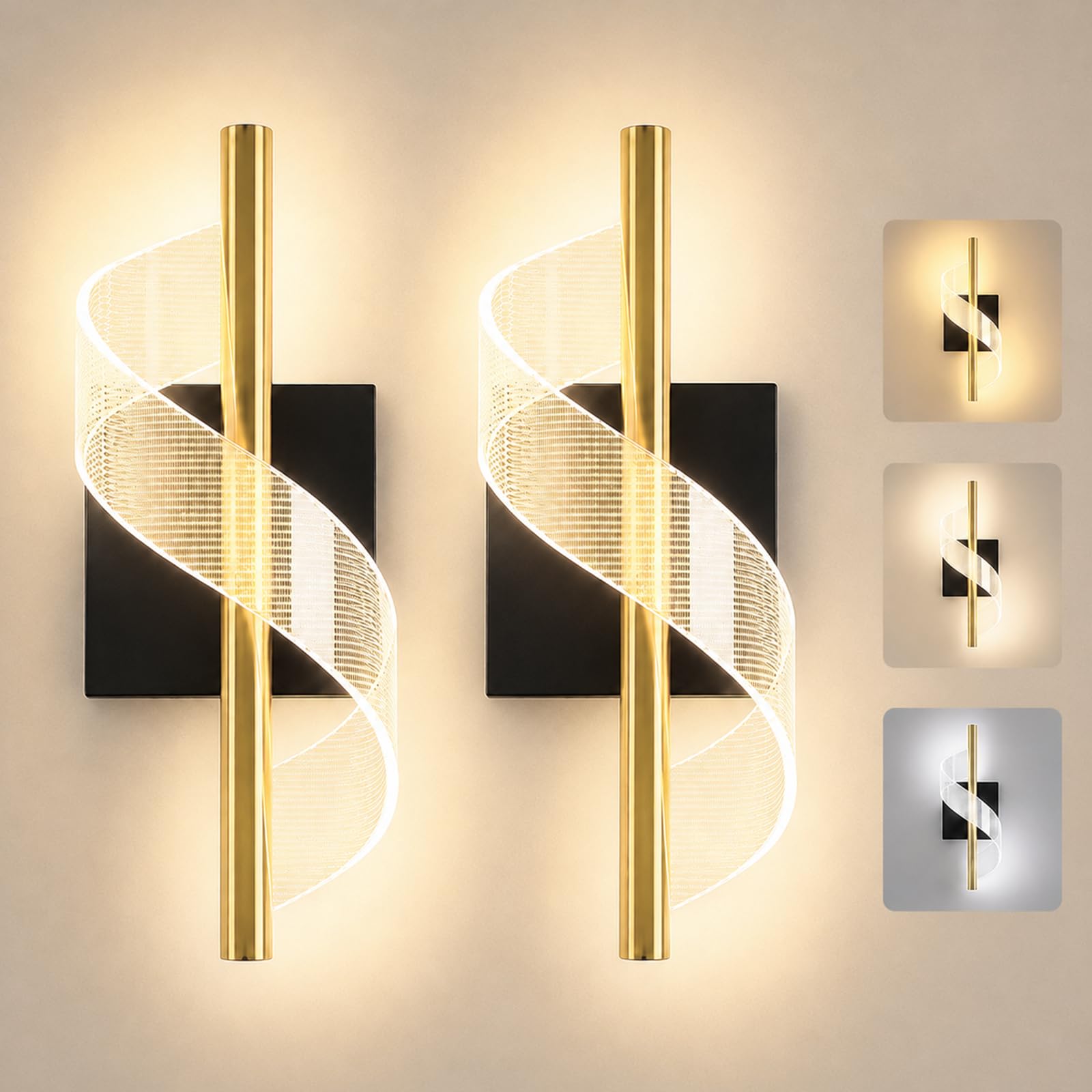 T-SUNUS Wandleuchte Innen Akku, Kabellose Aufladbare Wandlampe Innen Akku mit Fernbedienung, Einstellbarer Lichtstrahl, 3 Farbtemperatur für Wohnzimmer Schlafzimmer Korridor Treppe 2 Stück