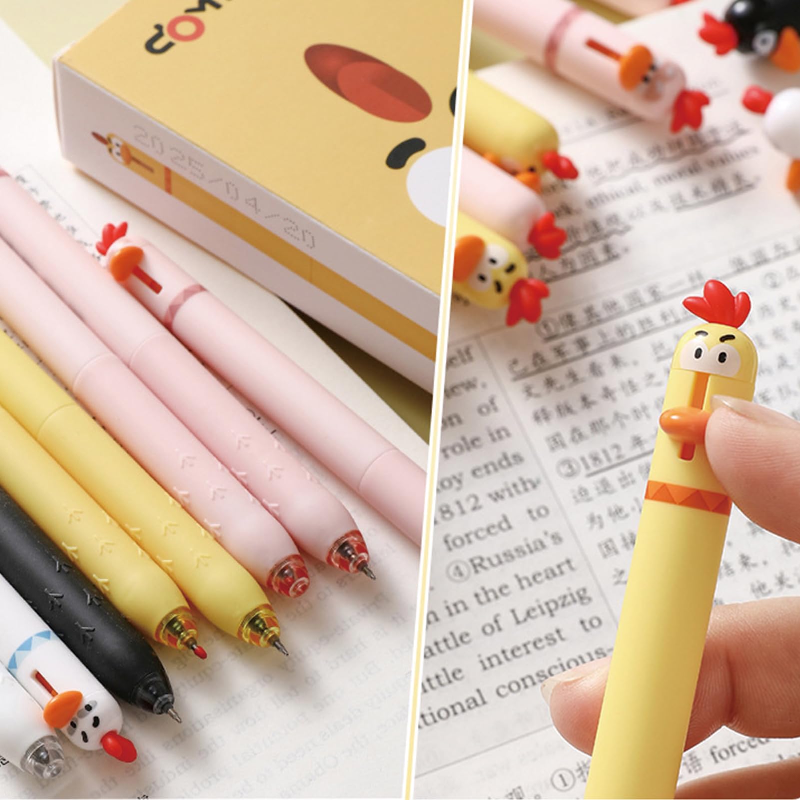 4 Pcs Cute Gel Pens Cartoon Chick Retractable Pens 0 5mm Black Ink Writing Pen Kawaii Funny Chicken — view 6