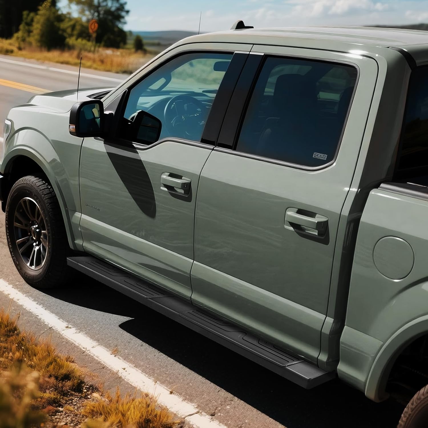 6.5 Inches Running Boards for 2010-2024 Dodge Ram 2500 3500 Crew Cab Ridge Pattern Side Steps Bars for Truck, Black Aluminum Alloy