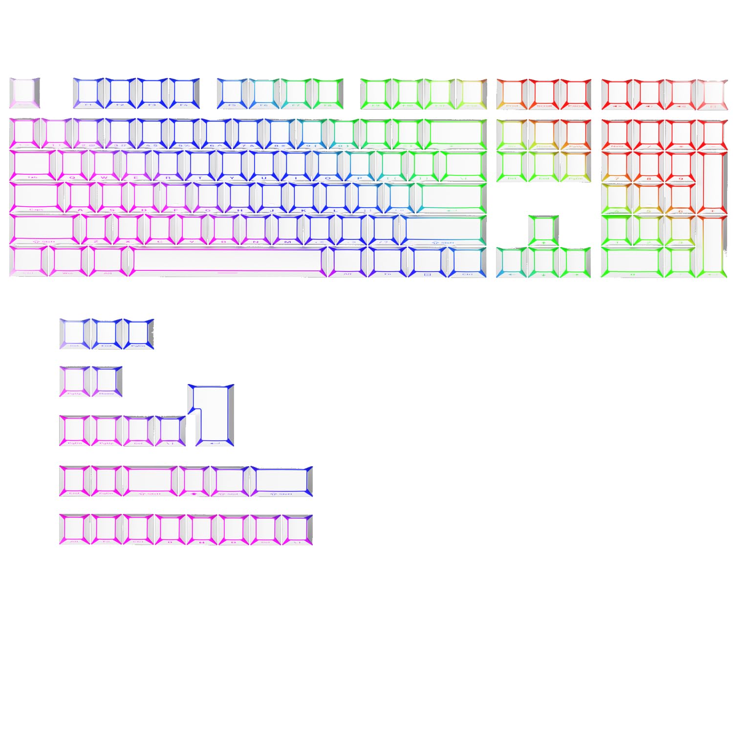 Fogruaden PBT Keycaps Set, Cherry Profile Side Print Keycap for Mechanical Keyboard Keycaps(ZheYing-White)