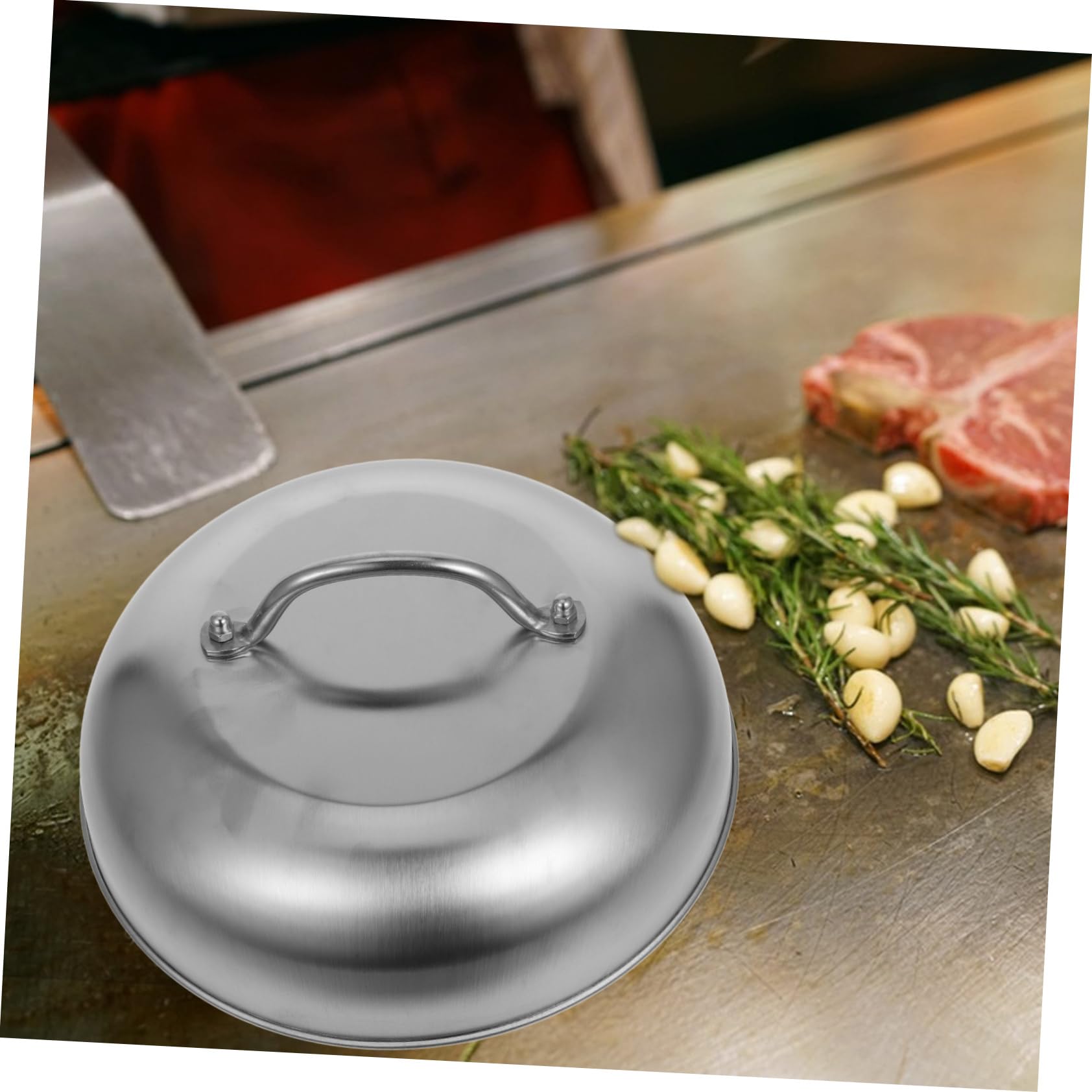 Coperchio per Pentola Rotondo in Acciaio Inox 9 Pollici 2 Pezzi | Wok e Padelle, Finitura Argento, Tenuta Aderente Contro Trabocco, Uso in Cucina Professionale e Campeggio