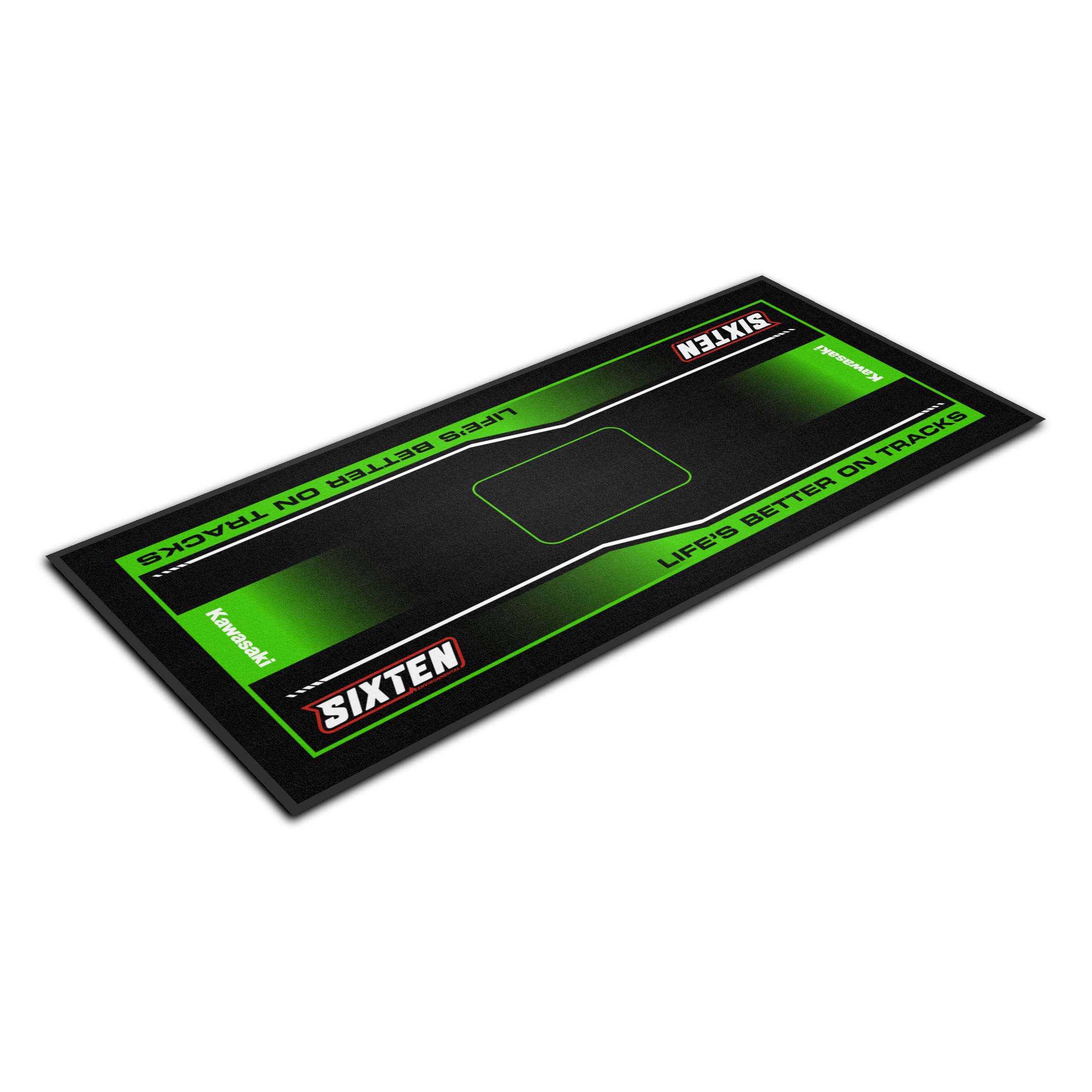 Tapis Moto Vert Marker 95x200 - Tapis Environnemental Moto - pour Les Paddocks et Le Garage - Lavable et Ecologique - Idéal Cadeau Moto