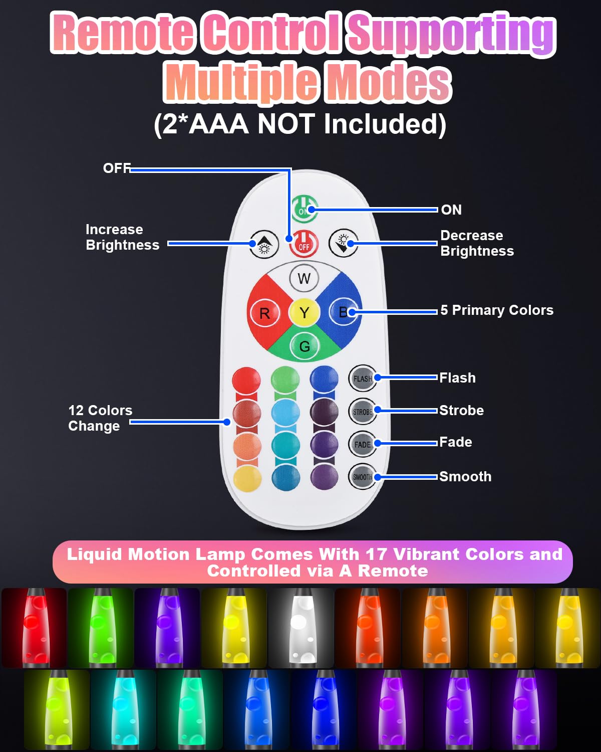 Lampada Magma 16 Pollici con 17 Colori e 4 Modalità, Telecomando RF 15m - Lampada Atmosfera con Effetto Fluido, Timer 8h per Bambini e Adulti Camera Ufficio Natale Regalo (41.7cm)
