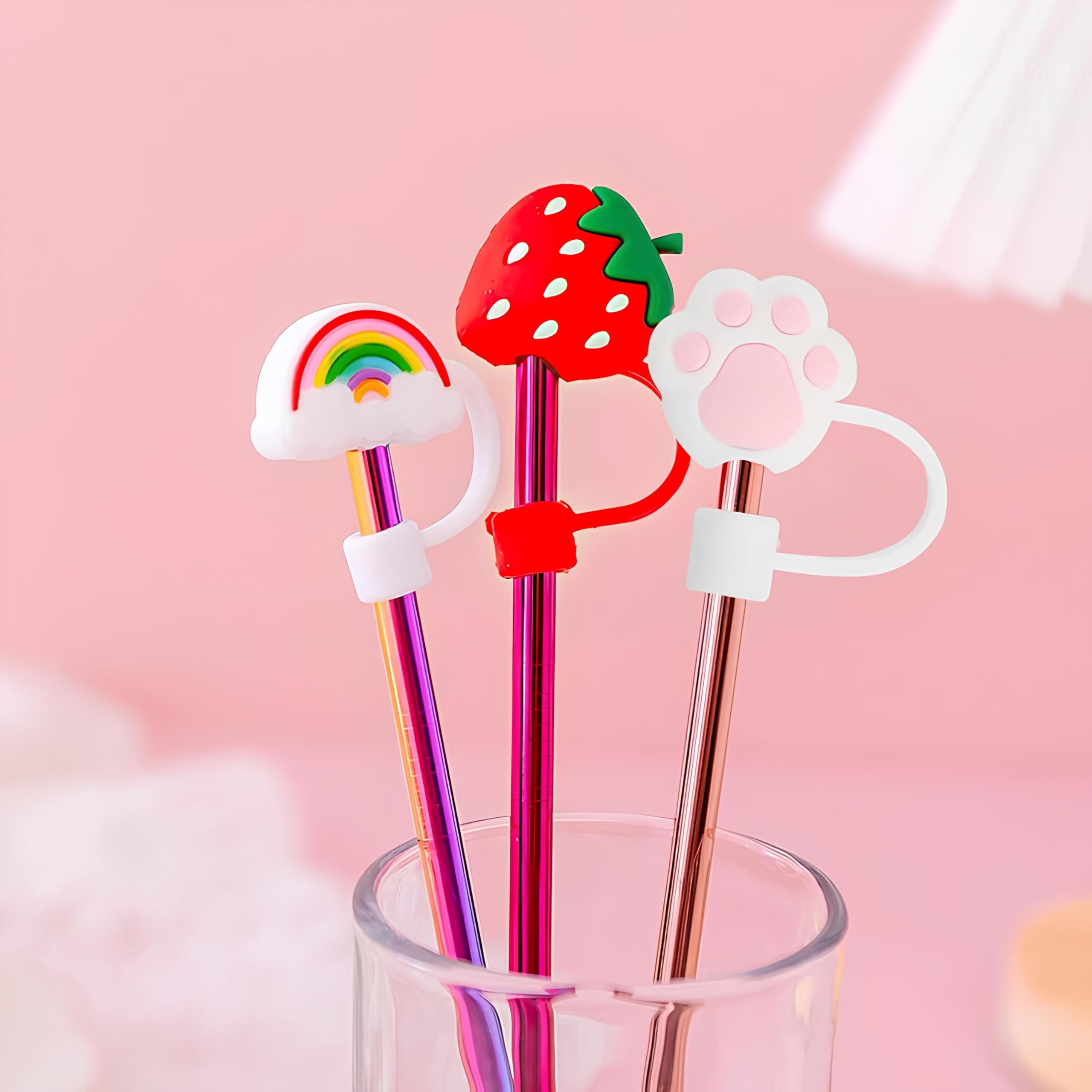 Mshine Reusable Cute Cartoon Straw Cap Silicone Straw Cover Cap Dust-Proof Drinking Straw Tips Lids Cover Multi-Design Fit for 9mm, and 10mm Straws (Pack of 1) - Image 3 thumbnail