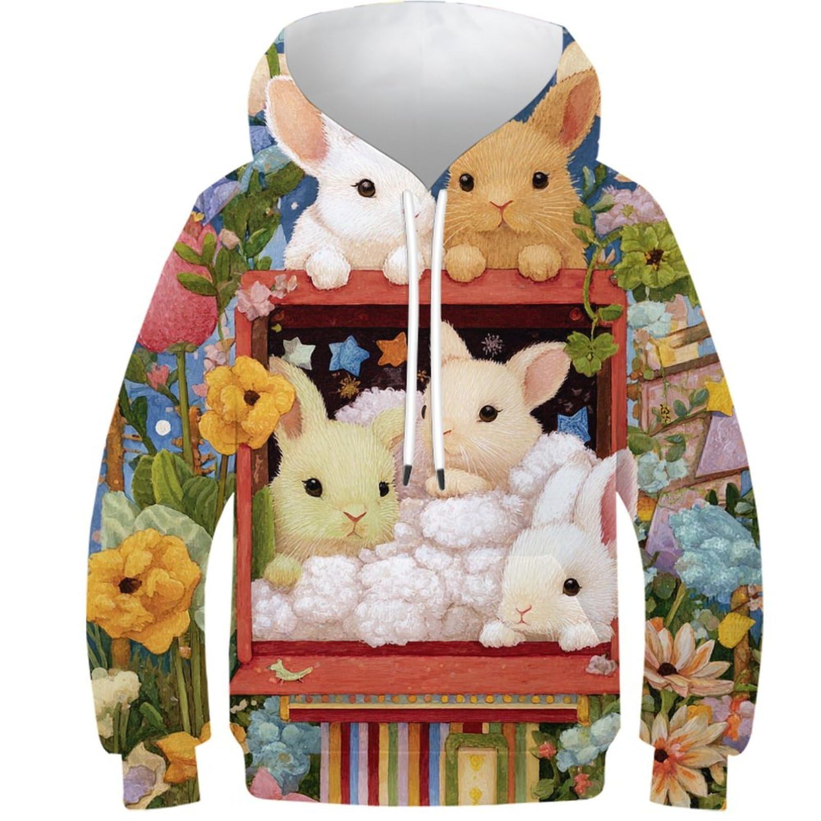 Sweat à capuche original lapin imprimé 3D idée cadeau enfant 10-12 ans - 8