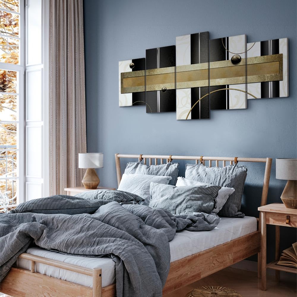 Cuadros B&D XXL - Cuadro en Lienzo Abstracto Moderno 200x100 cm Impresión de 5 Piezas Material Tejido no Tejido Impresión Artística Gráfica Decoracion de Pared geometrico ornamento Arte a-A-0048-b-m