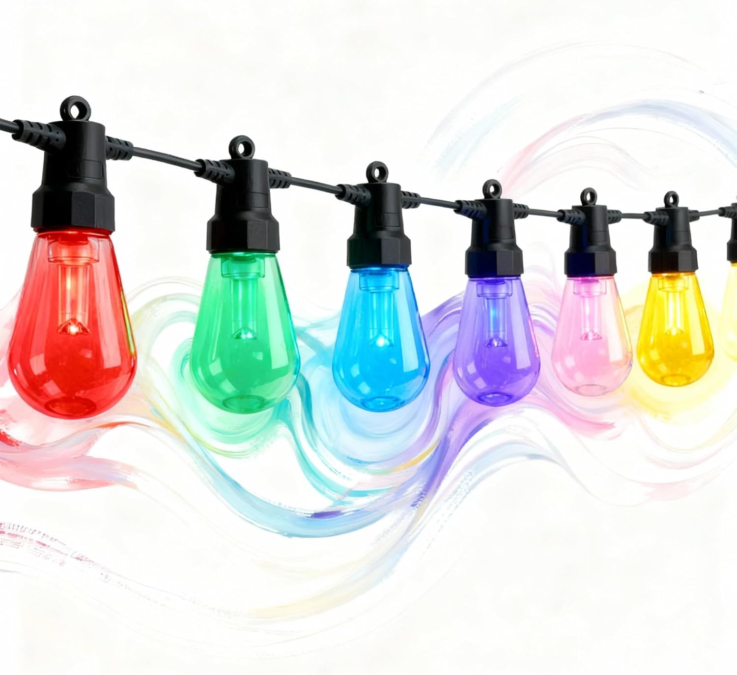 Smart Outdoor String Lights, 50FT RGB Color Changing Patio Lights