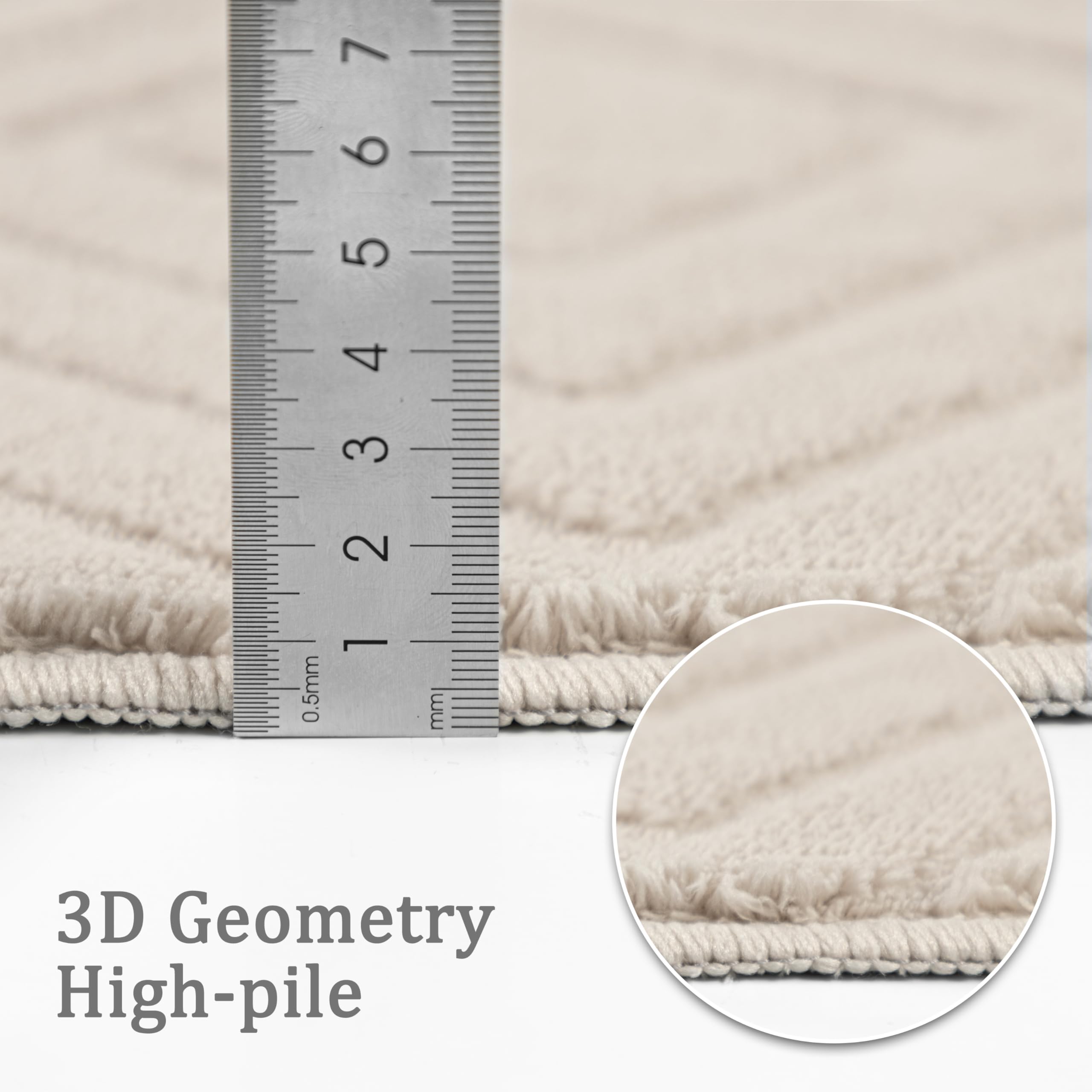 Capslpad dywan, chodnik do korytarza 80x300cm beżowy, nowoczesny, mywalny, dywan kuchenny, 3D geometria, efekt głębi i wypukłości, antypoślizgowy, dywany miękkie, dywany do salonu, sypialni