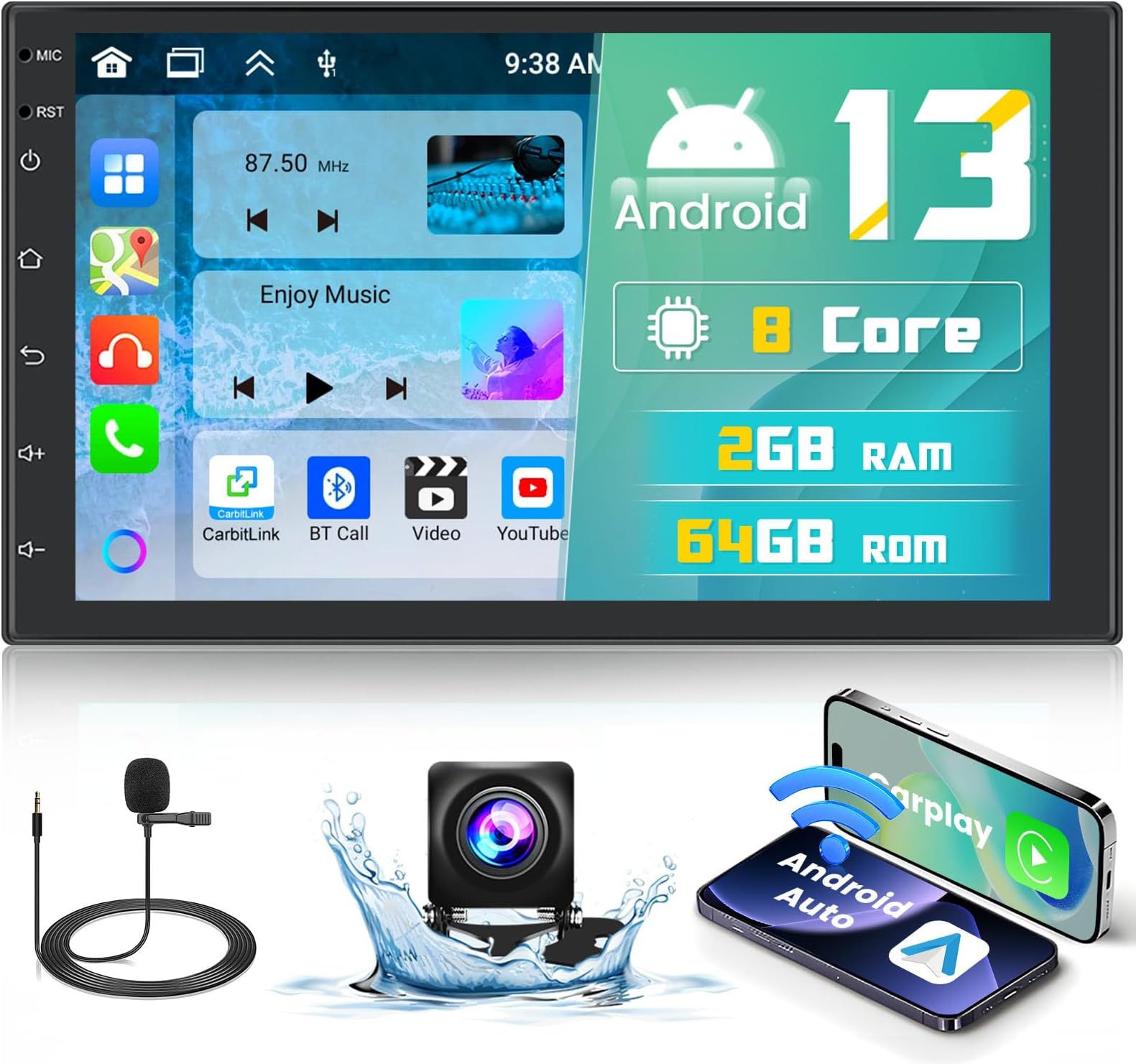 2 64G] Hodozzy Carplay Android Autoradio pour Peugeot 508 2011-2018, 9 Pouces Écran Tactile Bluetooth/Navi/WiFi/HiFi/RDS/2 USB/SWC Canbus | Votre wishlist sur