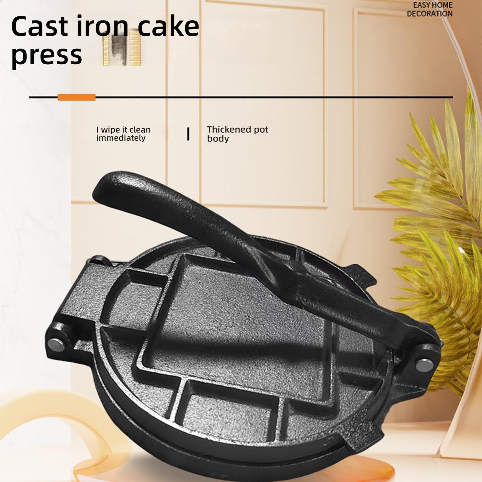 Macchina per Tortillas in ghisa per focacce, Gnocchi, pressatura Uniforme, Impugnatura ergonomica Antiaderente, Utensili da Cucina, pressa per Tortillas in ghisa con Manico