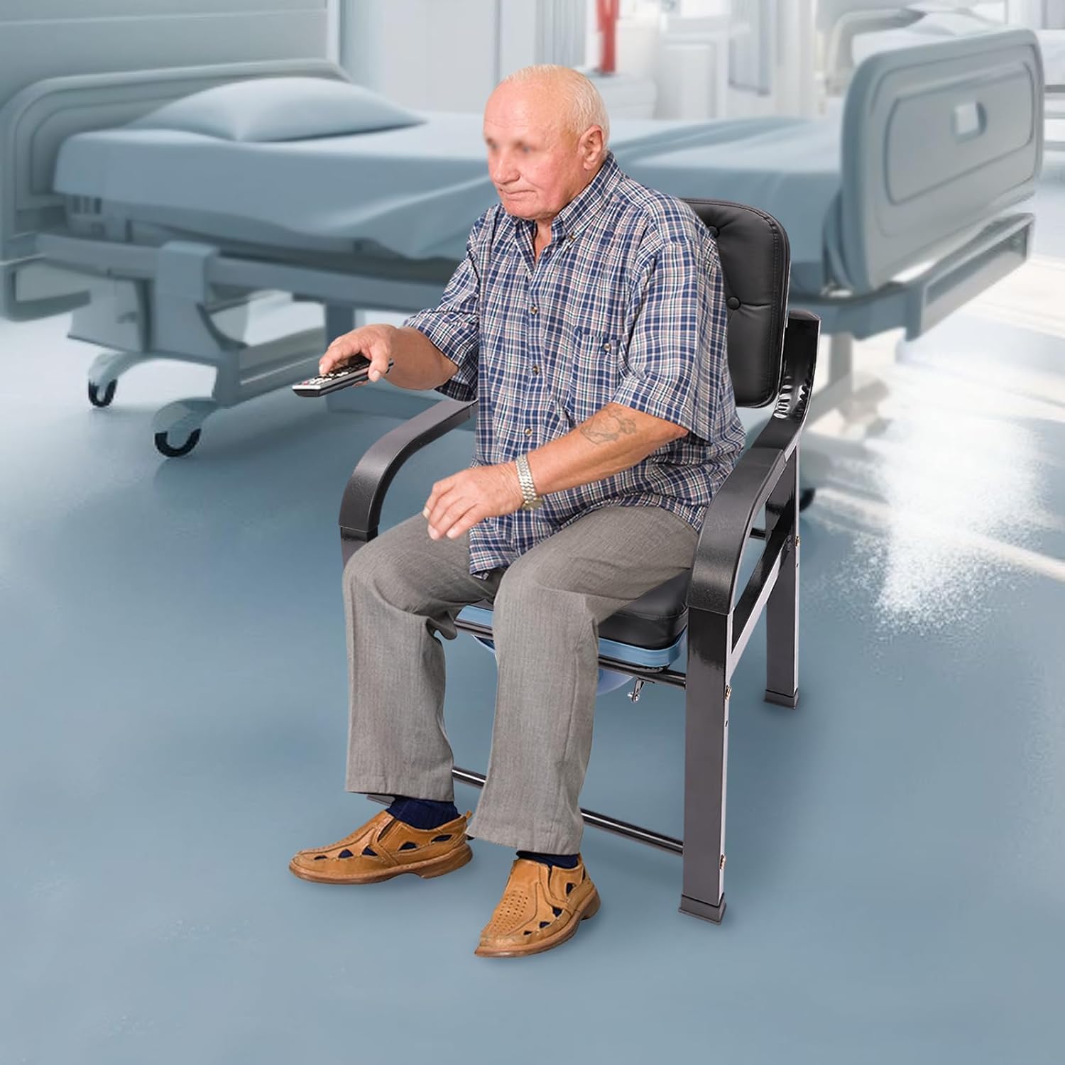 Bedside Commode Toilet Chair, 3 in 1 Commode Chair for Toilet with Arms, Portable Toilet Heavy Duty Shower Chair Bed Side Commode for Elderly Adults and Disabled, Load 551 lbs