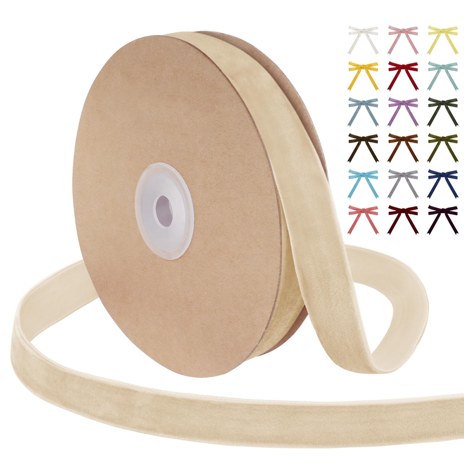 Uiopa Apricot Velvet Ribbon, 15mm x 9m Single Face Wrapping Ribbon, Vintage Velvet Ribbons for Gift Wrapping, Wreaths, Wedding, Party, Home Decor, DIY Crafts