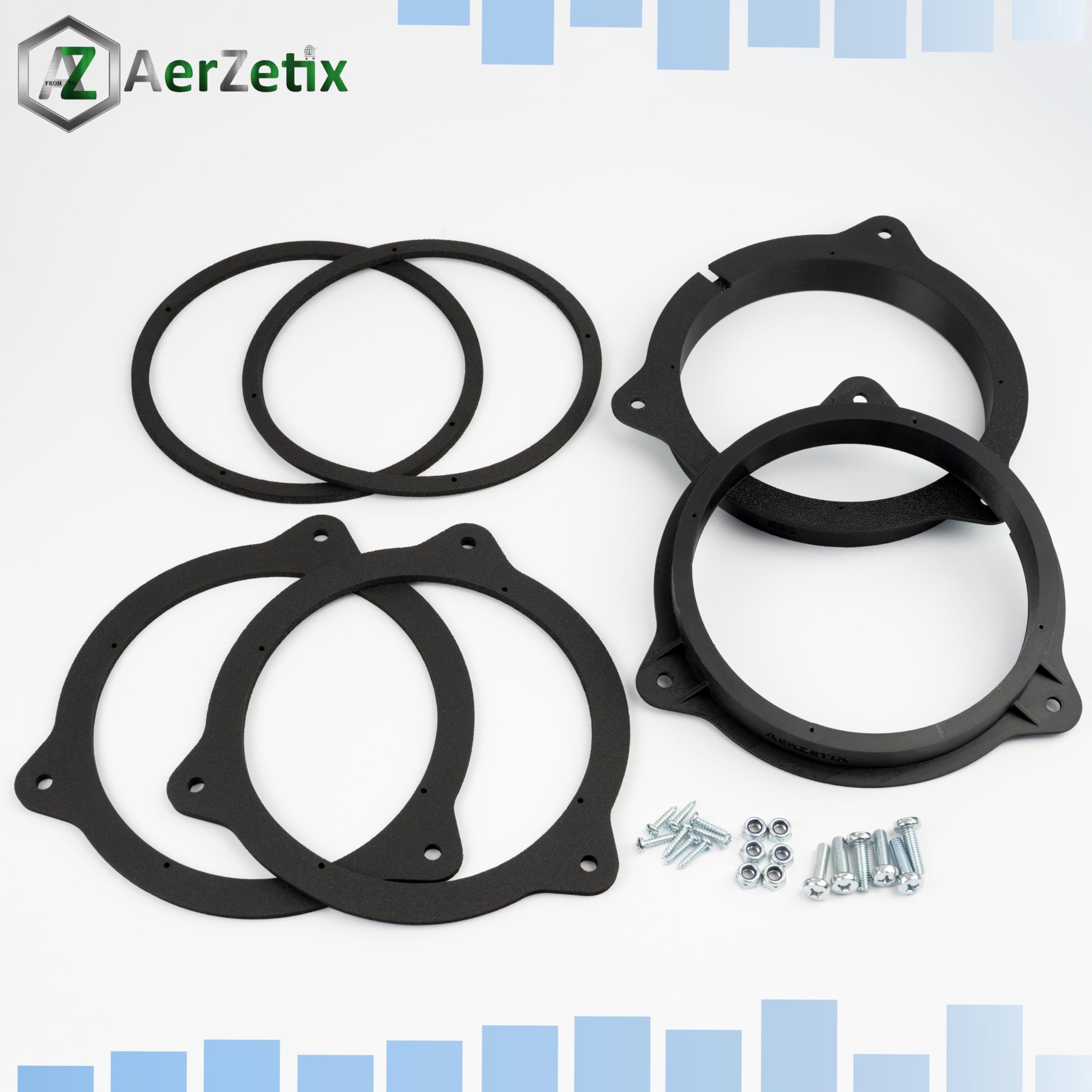 AERZETIX | Juego de 2 adaptadores para altavoces Ø165 mm en plástico ABS | compatible con Dacia Sandero II SD/Stepway, Nissan Qashqai I (J10), Renault Captur I (J87), Scenic IV J97, Seat Leon III (5F)