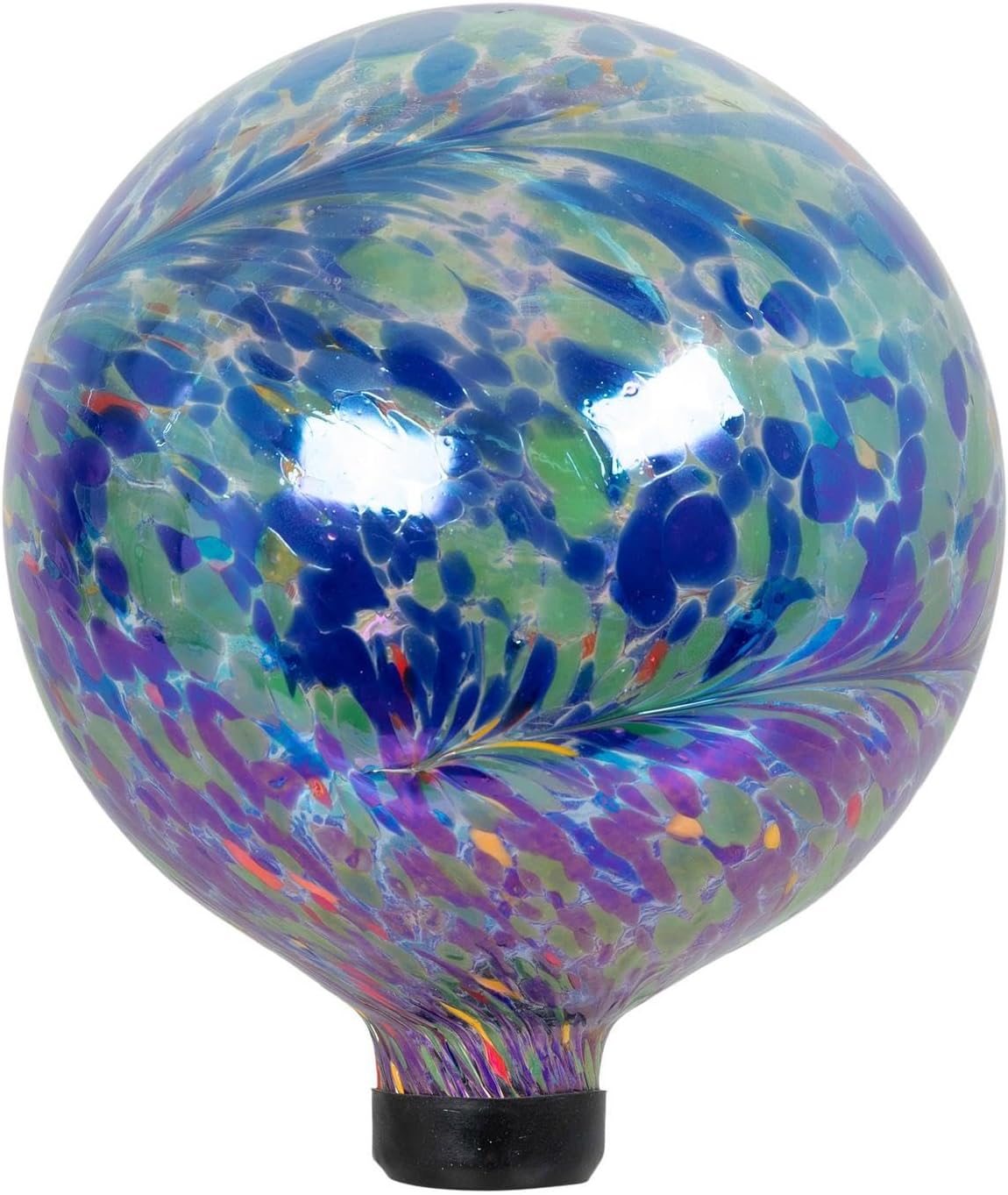 Hobby Lobby Blue Swirl Glass Gazing Ball for Outdoor Garden Decor, Multicolor, 9.6 x 9.6 x 11.2 Inches