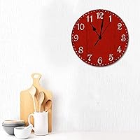 Vista 3 de Quartz Wooden Round Wall Clocks Barn Red Wood Clock Rustic Red Clocks for Farmhouse Decor Silent Wall Clock Modern Wall Hanging Wooden Clock for