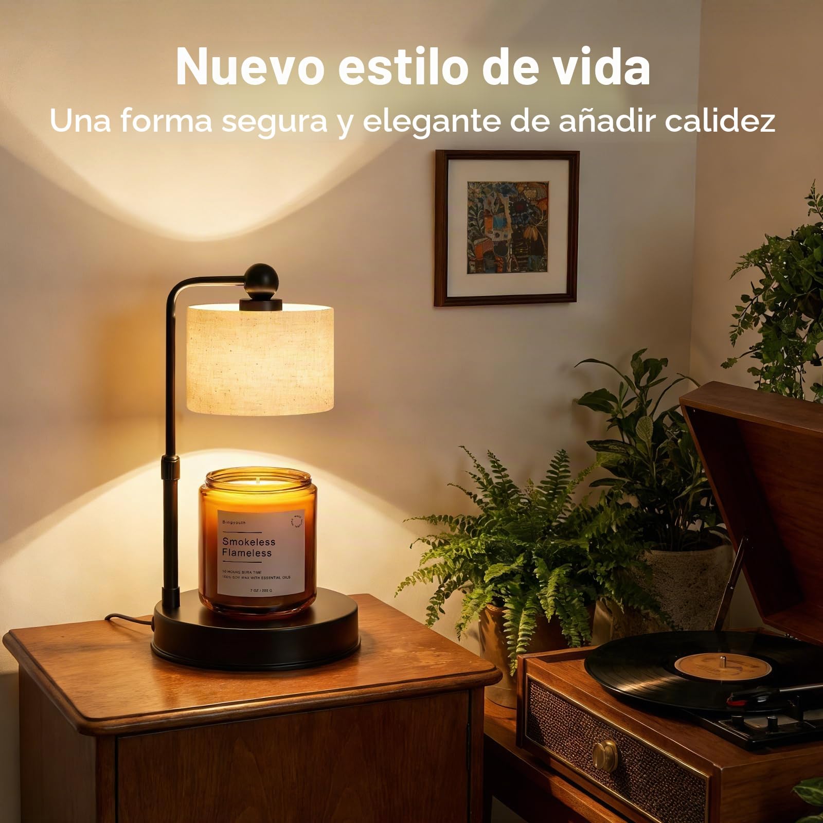 Lámpara calentadora de velas con temporizador, calentador de cera regulable para velas, calentador eléctrico de altura ajustable con 2 bombillas, regalos de cumpleaños para mujeres, idea de regalo