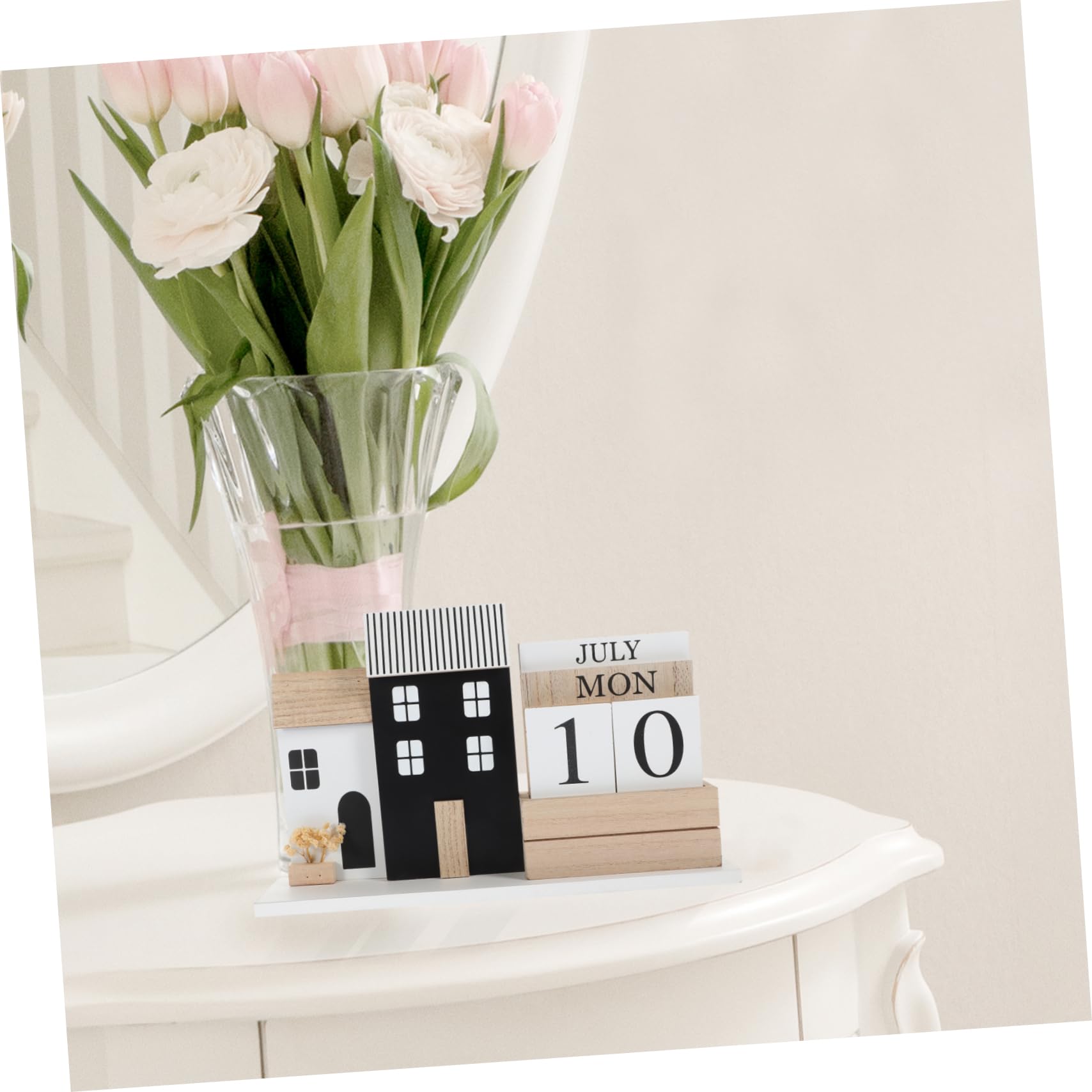 Housoutil Calendario da Tavolo con Visualizzazione Mese e Data Realizzato in Materiale Resistente per Ufficio Casa o Scuola Design Elegante e Compatto per Uso Quotidiano