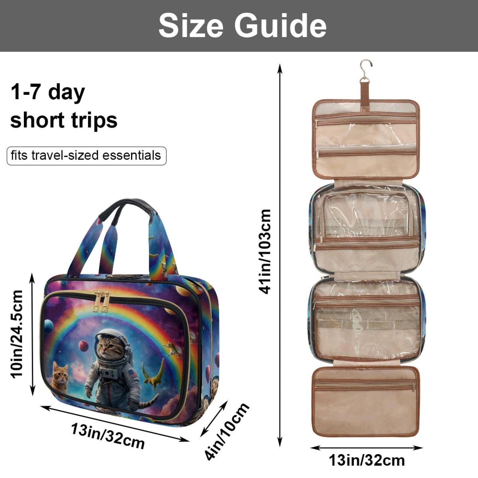 Kulturbeutel zum Aufhängen für Damen, weiße Blume, Reise-Make-up-Tasche, Organizer, Kosmetiktasche, Make-up-Kulturbeutel für Reiseutensilien, Zubehör, Mehrfarbig 19, M, Kulturbeutel