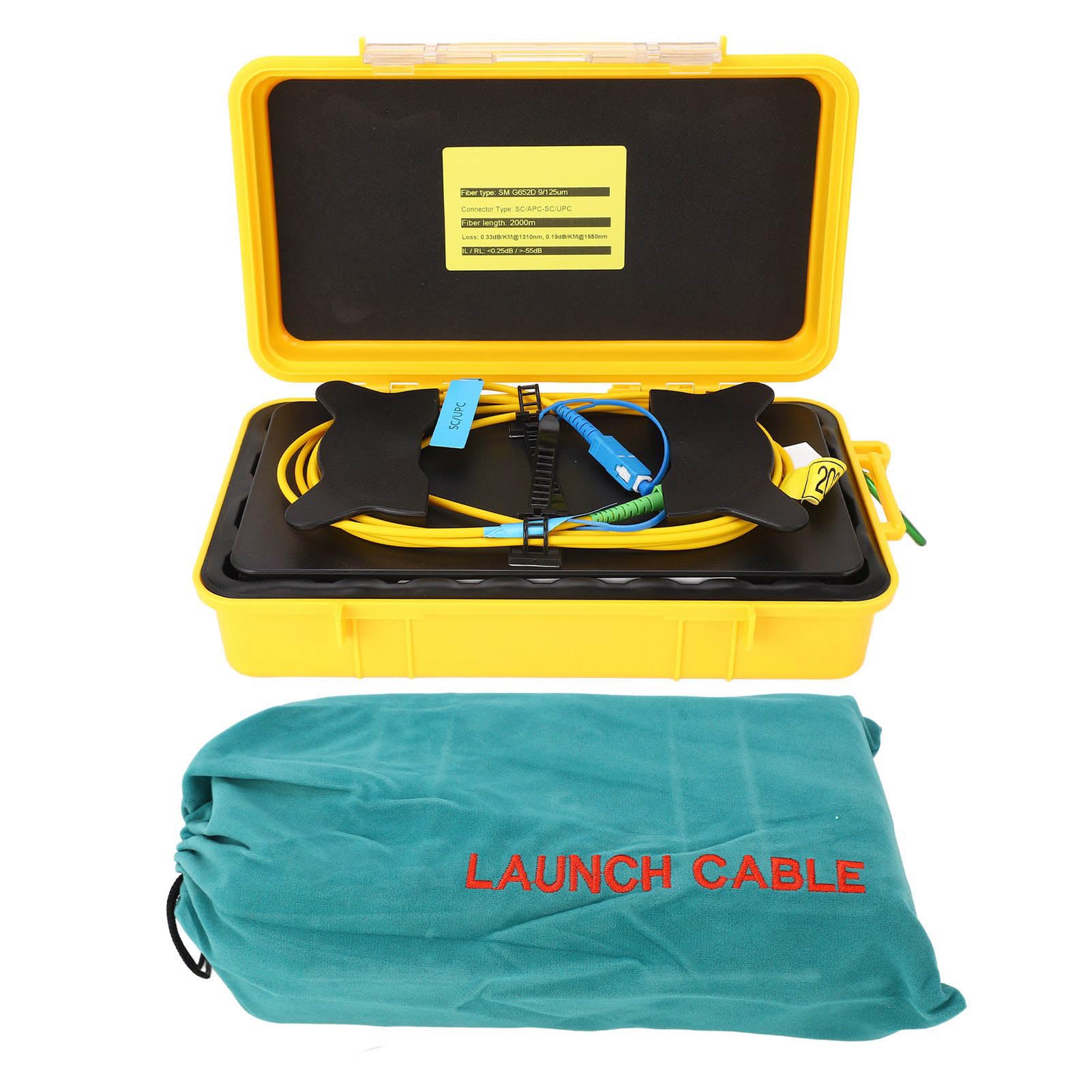 Hyuduo Caja de Cable de Lanzamiento OTDR Cable de Prueba de Fibra óptica Portátil Impermeable SC SC UPC 2KM Modo único 1310 1550 Nm para Redes Informáticas de Telecomunicaciones CATV y Técnicos de