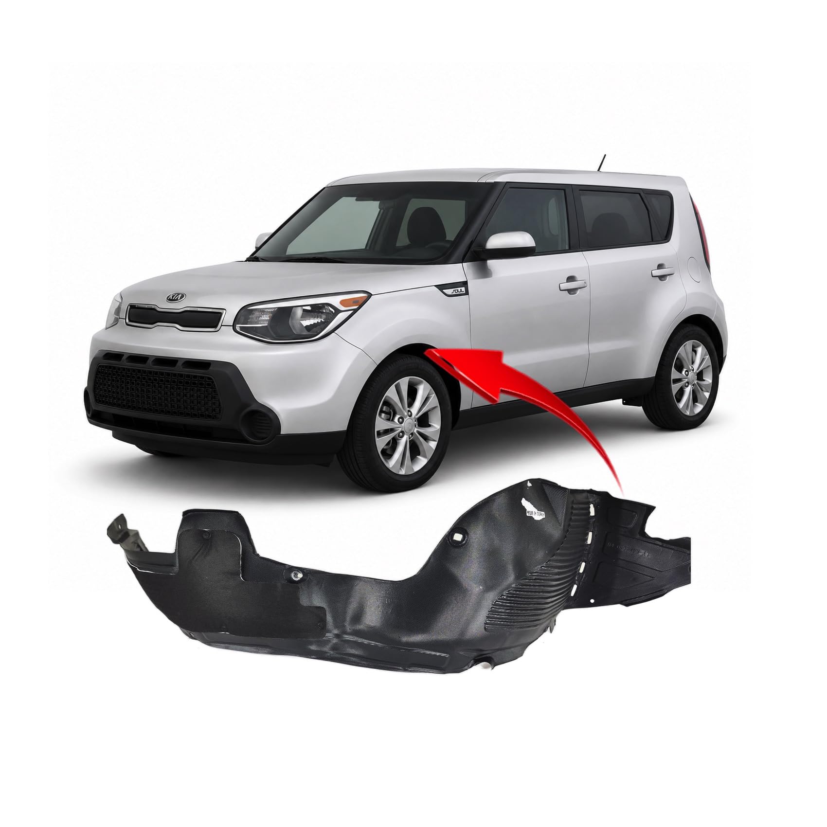 FitParts Compatible with Kia Soul 2015–2016 Front Left Fender Liner