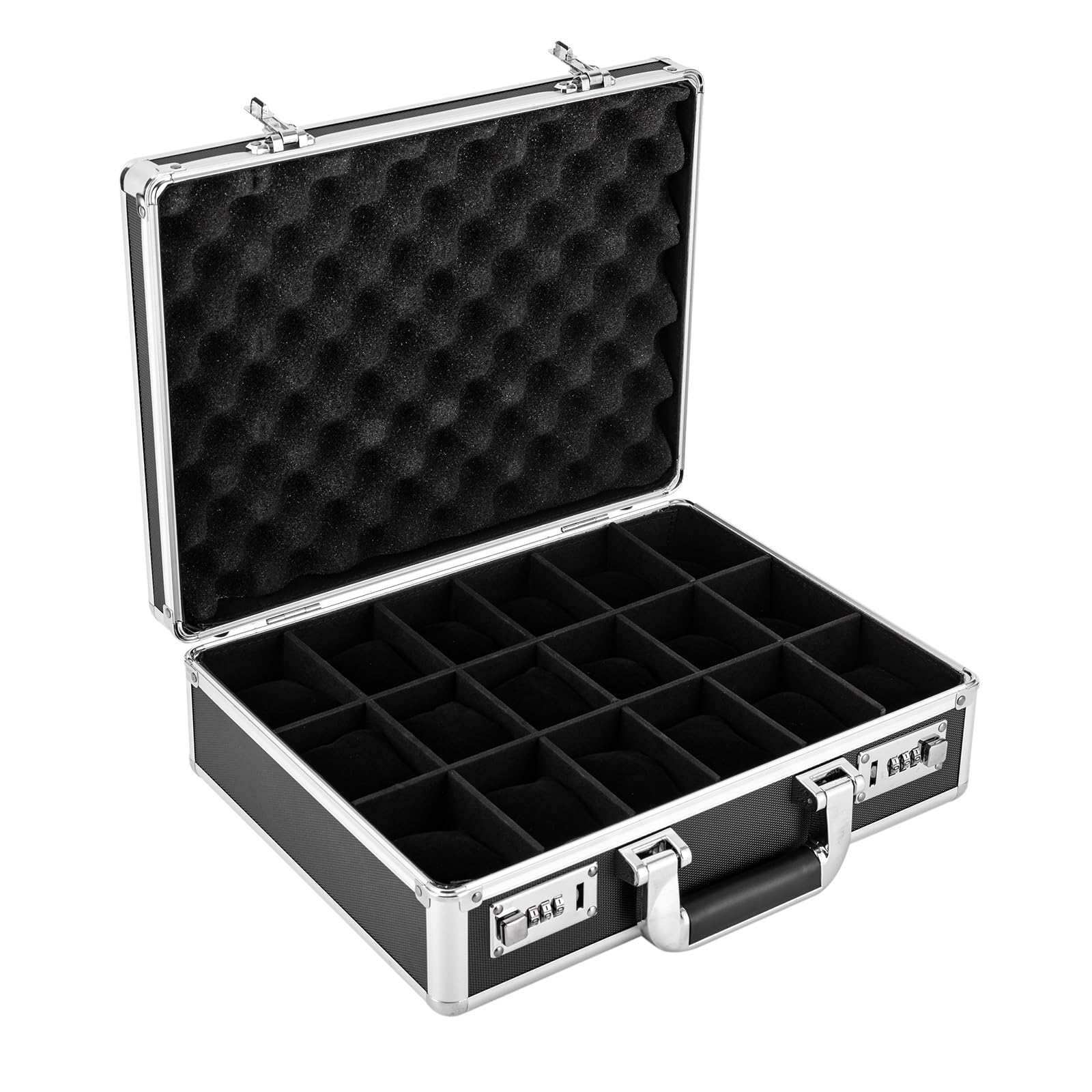 Boîte à Outils de Bureau Innytund pour Montres et Accessoires, 618 emplacements, Noire, 36 x 27,8 cm, avec Serrure, présentoir, étui Rangement Bijoux Collection, Organisateur prote