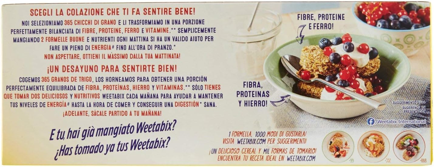3X Confezione Per Weetabix Biscotti di Frumento Integrale, Confezione da 3, Alto Contenuto di Fibre, Basso Contenuto di Zuccheri, 215g x 3 Pacchi