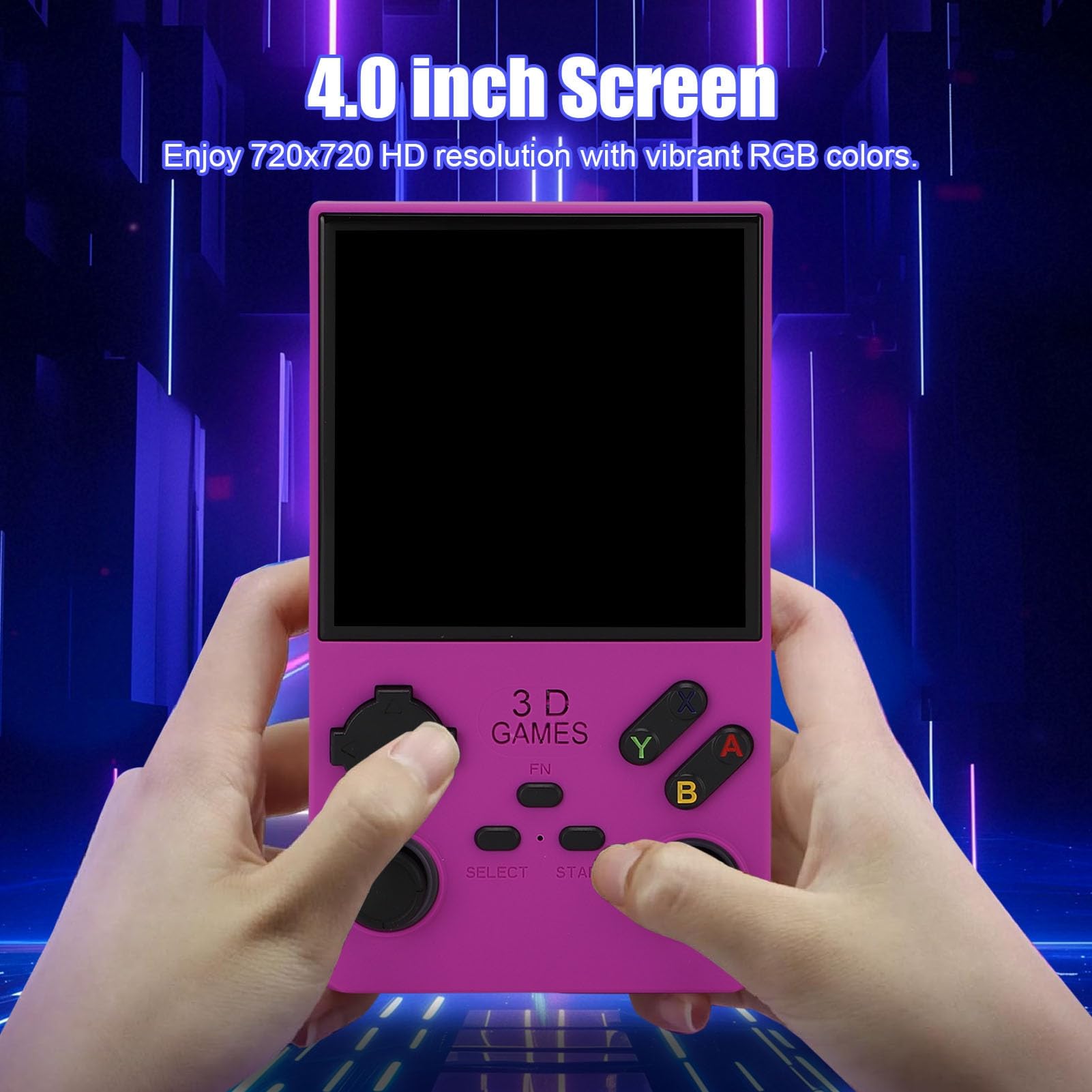 Cryfokt Console di Gioco Portatile Console di Gioco retrò Portatile Compatta con Schermo da 4 Pollici per Appassionati di Giochi, Spazio di Archiviazione da 256 GB, Materiale Durevole (PURPLE)