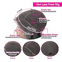 Vista 5 de Pelucas de cabello humano con encaje frontal de 13 x 4 para mujeres negras, cabello humano brasileño ondulado de 12 pulgadas (color natural)