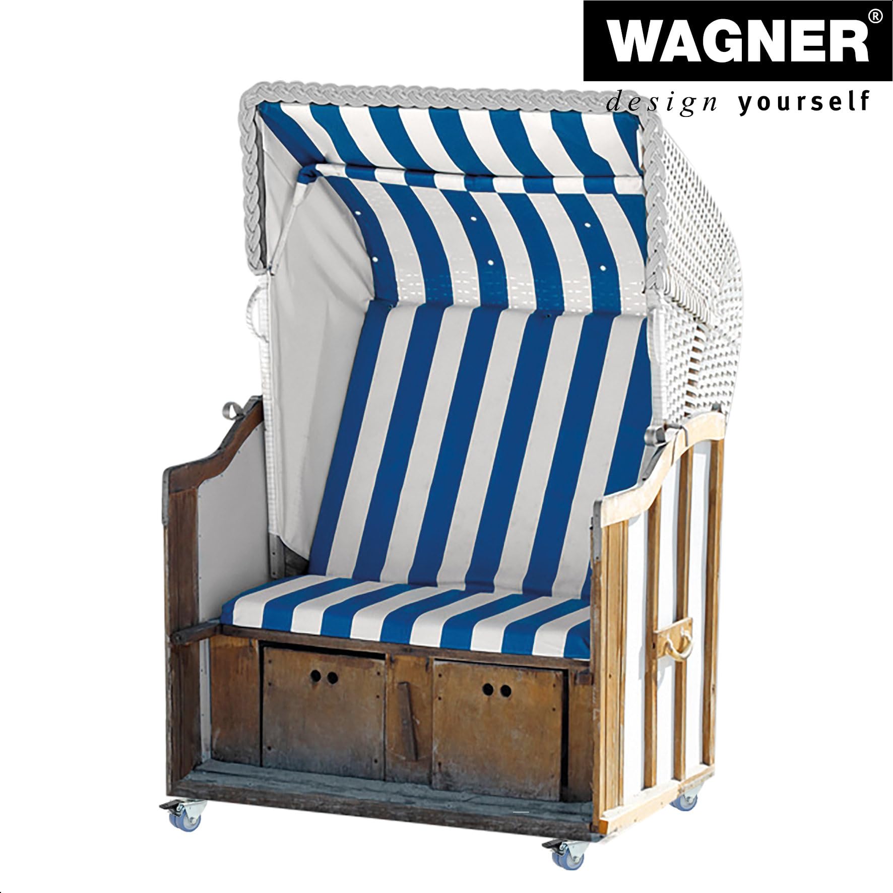 WAGNER Strandkorbrollen 4tlg. Set/Apparaterollen/Doppelrollen - ULTRASOFT - Durchmesser Ø 50 mm, Bauhöhe 75 mm, 2 Feststeller, Anschraubplatte 60 x 60 mm, Tragkraft 300 kg/Set - 02155200