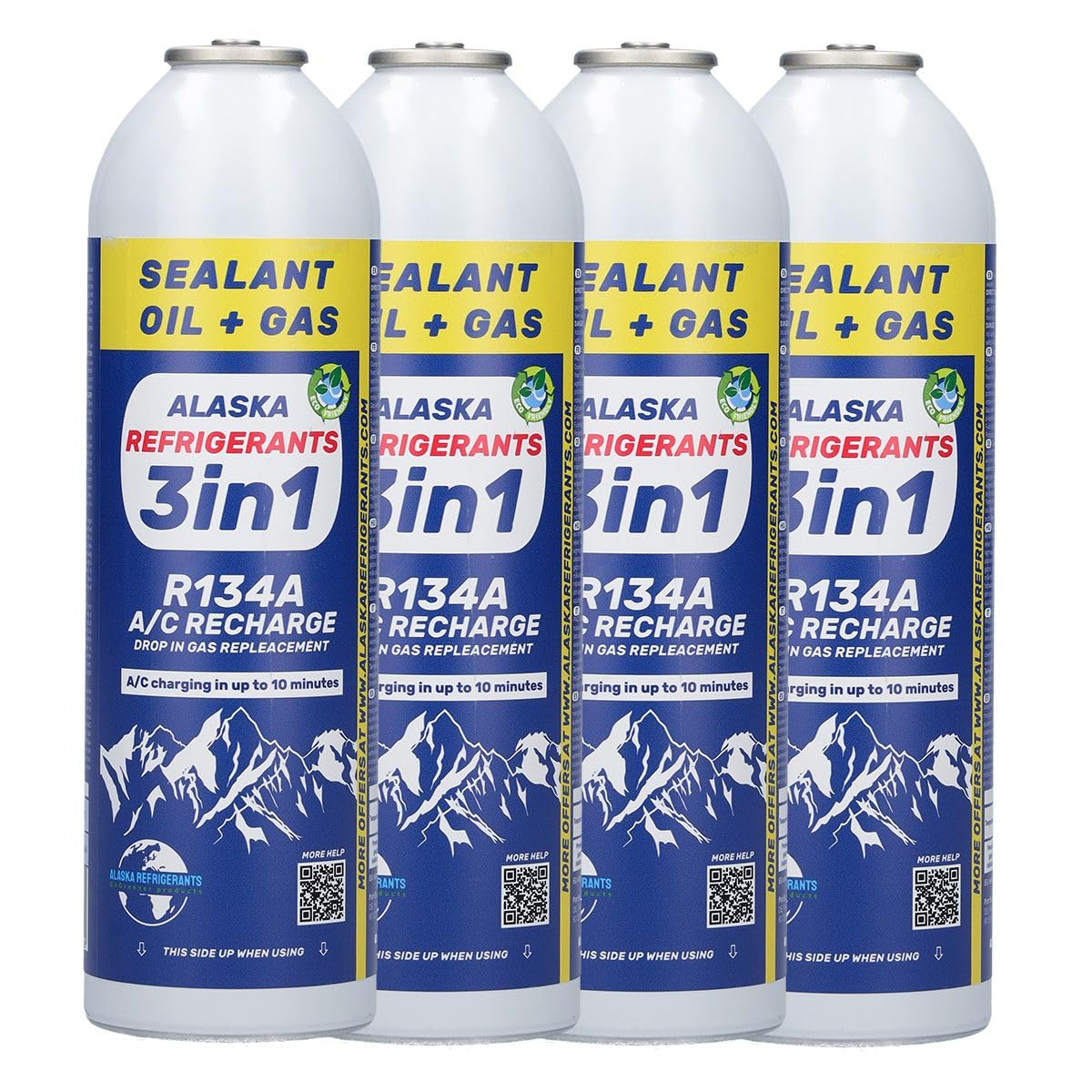 4 x Alaska Refrigerants 3in1 R134a Refrigerante sostitutivo con olio PAG 100 e sigillanti