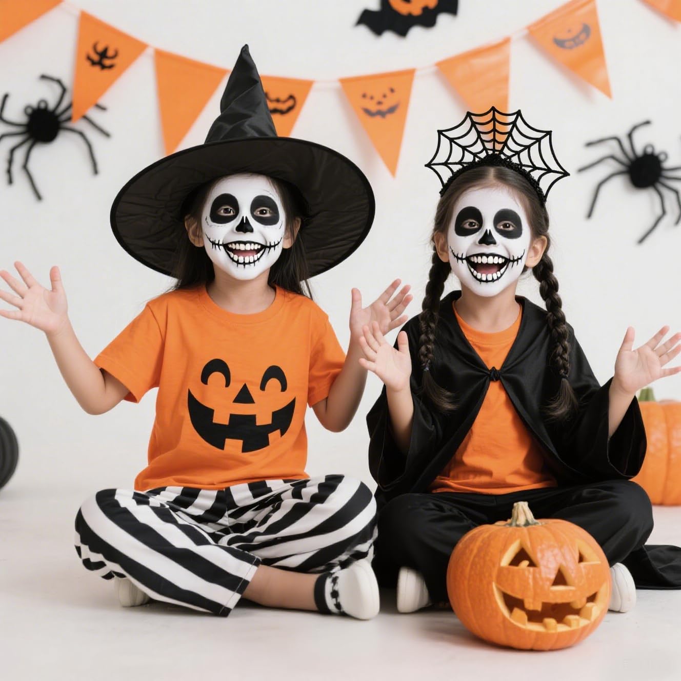 Trucchi Bianco e Nero per Viso Halloween, Trucco Carnevale Halloween Bambini Donna Adulti, Bianco e Nero Body Painting per Carnevale Feste Clown Effetti Speciali Sfx