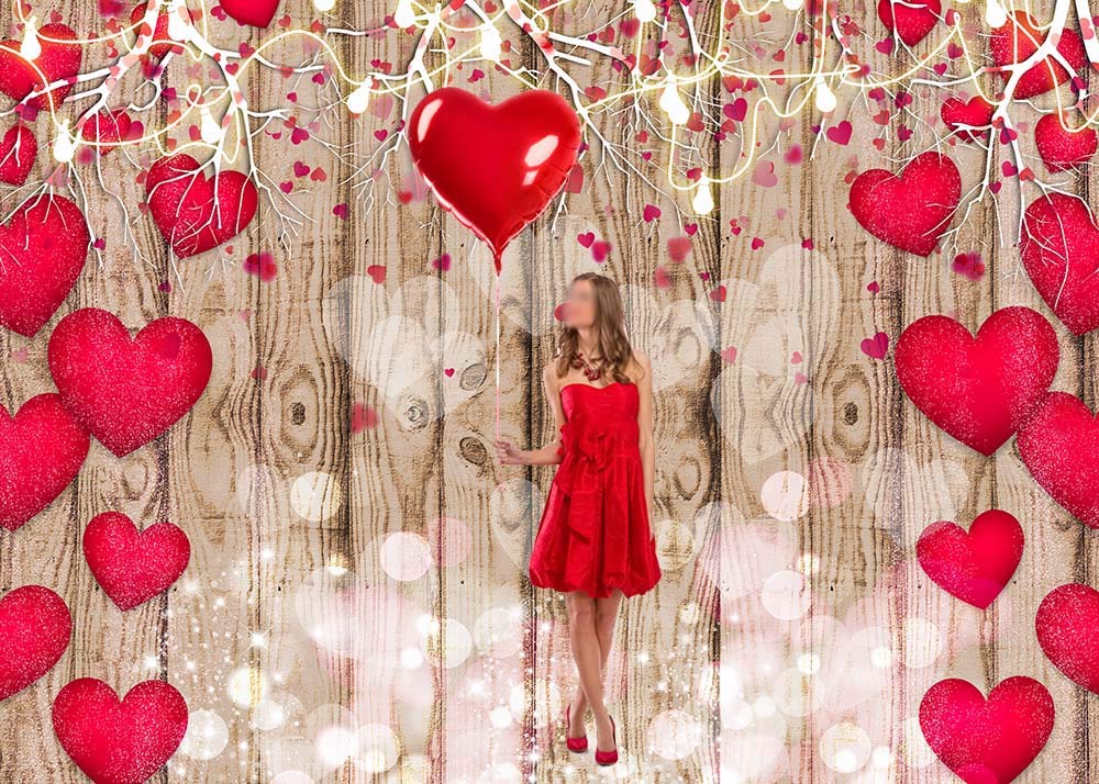 CYLYH 10x8ft Vintage Rustic Wood Backdrop Vinyl Red Love Heart Valentine's Day Backdrops For Photography Mother's Party Bridal Shower Kid Birthday Party Decor Banner D807