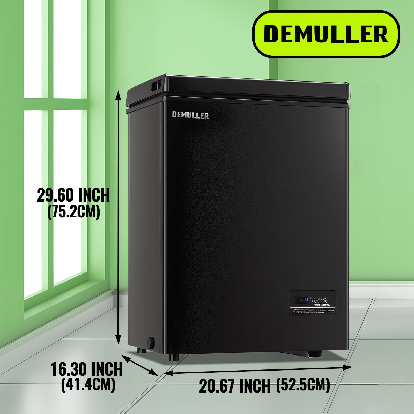 Small Mini Freezer Chest Freezer With 2 Hanging Baskets Electronic Control To 1℉Top Door Open Freezer Energy Saving Quiet Operation Perfect For Dorm, Garage And Rvs, Black on Fridge.com - View 6