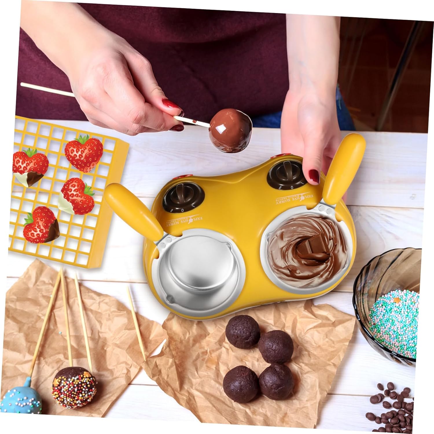 PRETYZOOM 110v Electric Chocolate Melting Pot Double Boiler Warmer for Diy Molds Accessories Quick Heat Safe Strong Us Plug