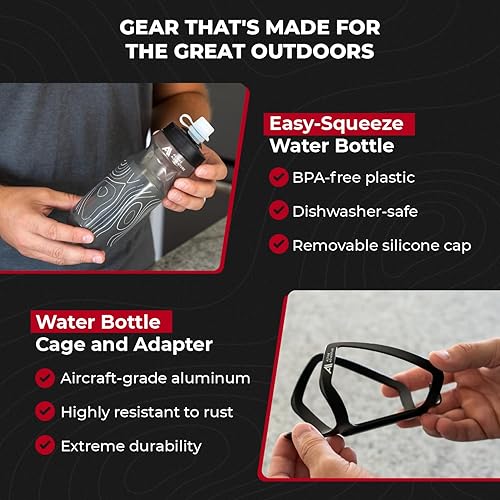 Miniatura 5 de Combo de soporte para botella de agua para bicicleta, 20 onzas y soporte para jaula de montaje para bicicleta, no necesita tornillos, aleación