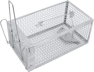 Rat Cage Trap, 1 Door Humane Live Mouse Cage Traps, Catch and Release Live Animal Trap, Rat Trap for Indoor Outdoor Catch and Release Mice, Rats, Chipmunk, Hamsters