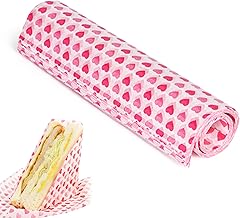 Heart Tissue Paper, 50 PCS Heart Greaseproof Wax Paper Sheets, Food Grade Waterproof Wrap, Oil-Proof Baking & Sandwich Wrapping Liners for Cakes, Cheese, Sweets, Picnic, and Party Food Presentation