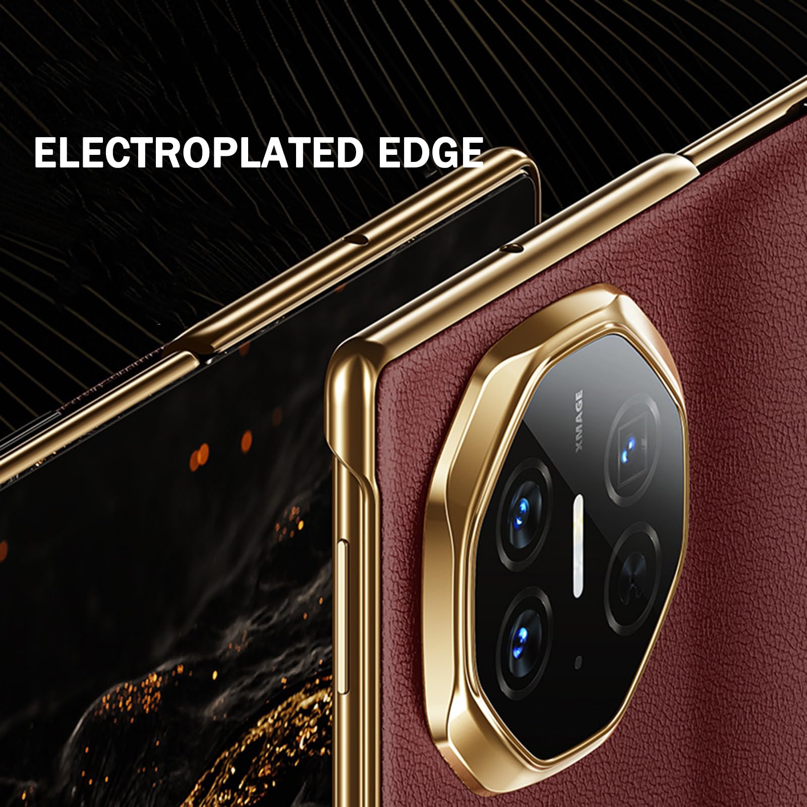 Étui pour Huawei Mate XT, Clear Afficher Fenêtre Housse Cuir Véritable À Rabat Galvanoplastie Antichoc Défense Intégrale Coque,Noir,Mate XT