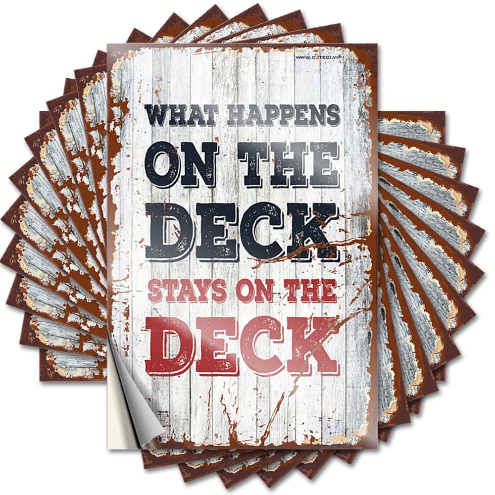 Saying Men Stuff Custom Stickers, Hat Waterproof What Happens On The Deck Stays On The Deck for Hydro Flask | Cozy Vinyl Decals for Birthday Holiday Gift(6X9CM)