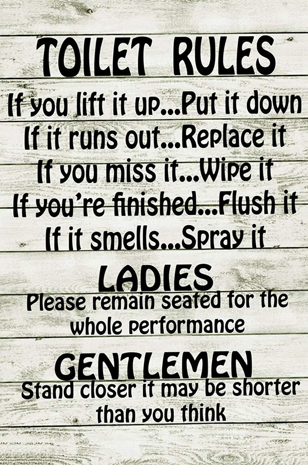 Haosensix Restroom Warning Metal Tin Sign Vintage Toilet Rules Retro Poster Funny Bathroom WC Office Classroom Club Wall Decor Poster Plaque 12x16 Inch