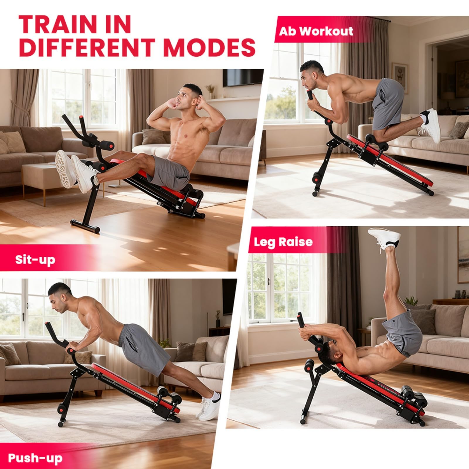 Allenatore addominale per la casa, dispositivo di allenamento multifunzionale, portata 150 kg, per allenamento completo addominale, con contatore
