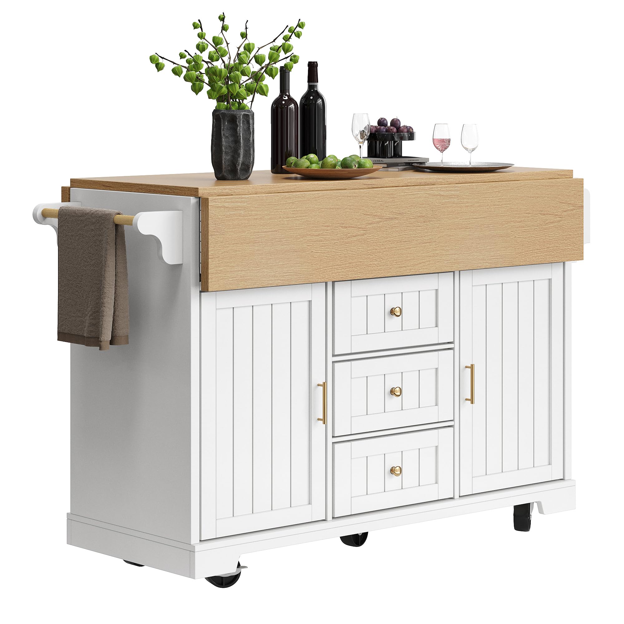 Nowoczesna wyspa kuchenna 100 x 140 cm, rozkładana szafka Sto, dwustronna z wieszakiem na ręczniki i senizerem, 2 drzwi, 3 otwory, wszechstronna i użytkowe futro