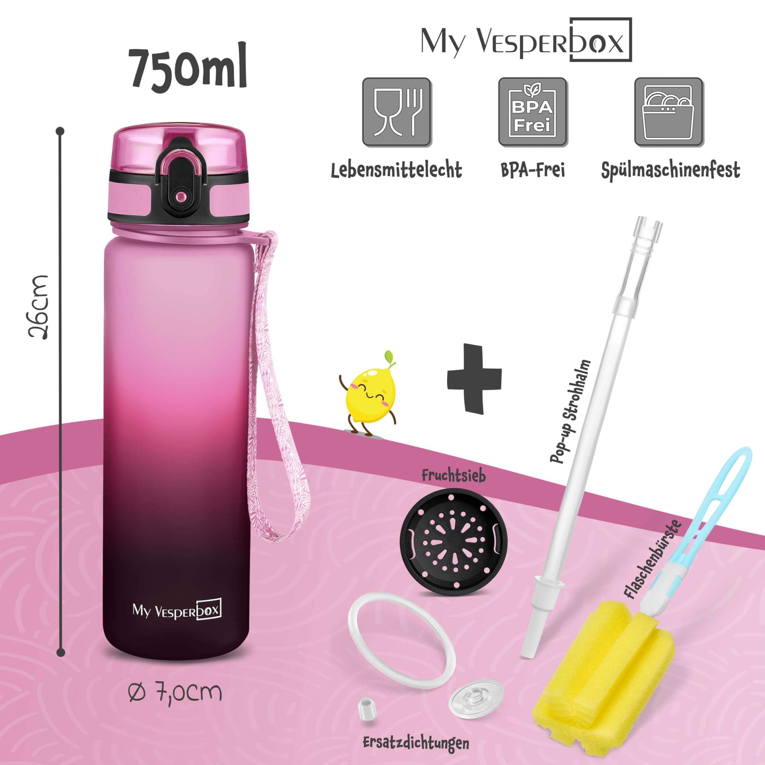 My Vesperbox - Mini Lite Set – Bento Box & Trinkflasche 750ml – Lunchbox mit variablen Fächern – Brotdose für Kinder – auslaufsicher, BPA-frei – ideal für Schule & Kindergarten