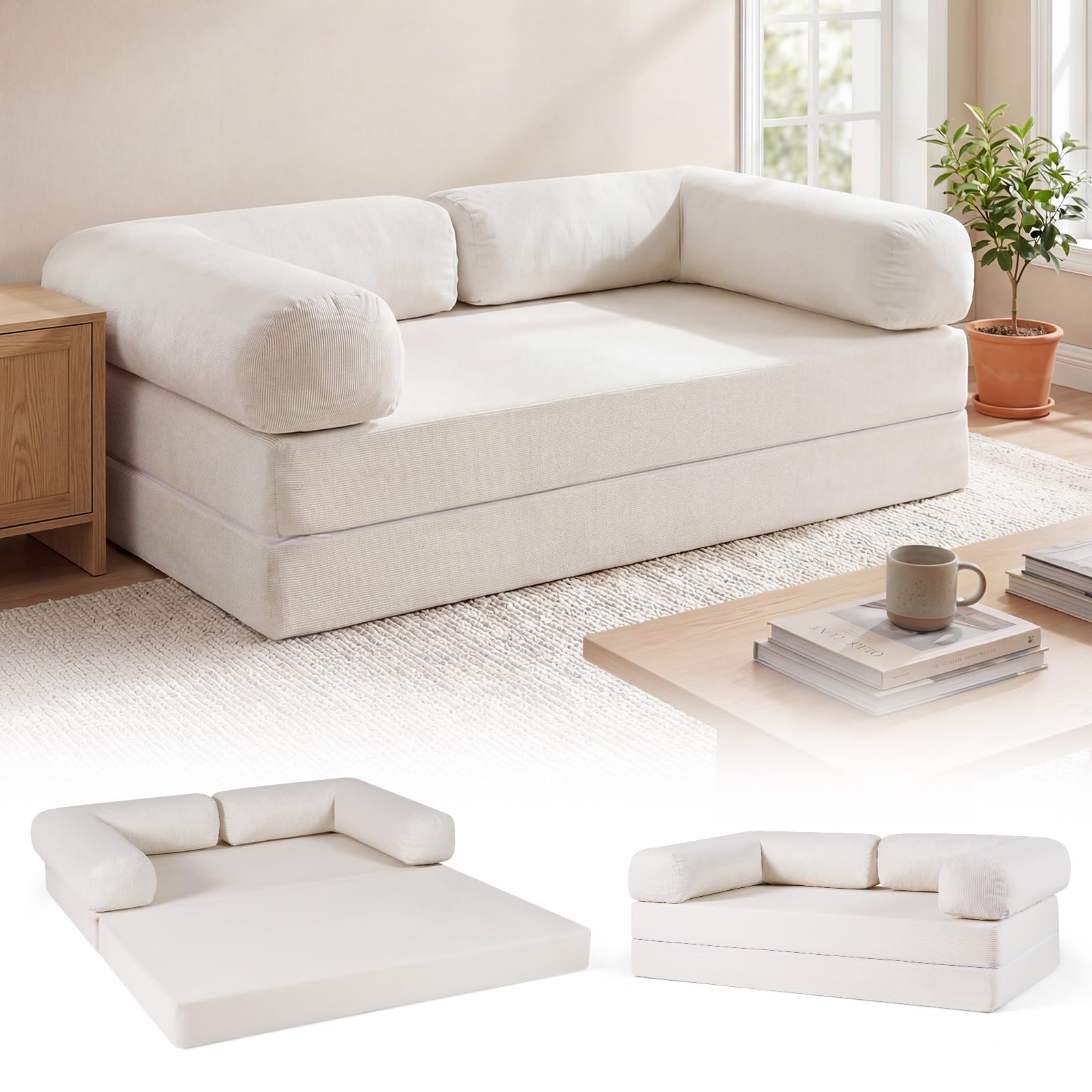 Giantex Folding Sofa Bed, 4-in-1 Convertible Futon Couch with