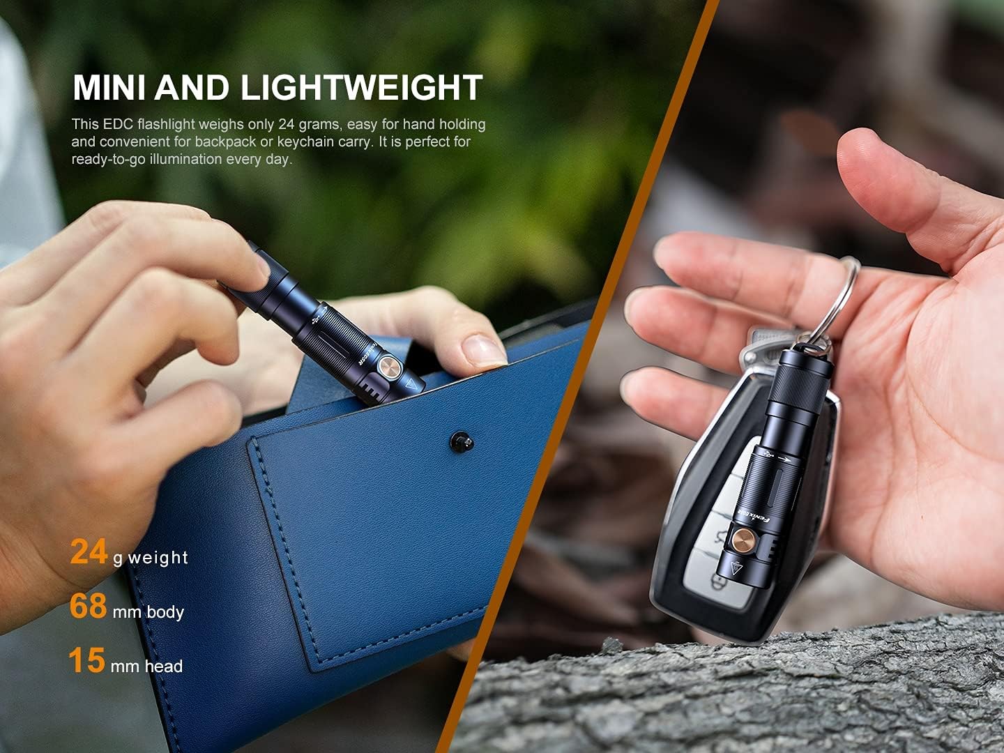 FENIX E05R LED Mini Key Chain Flashlight, USB Rechargeable, Brightness: Up to 400 Lumens, Black, Total Length: 2.7 inches (68 mm)