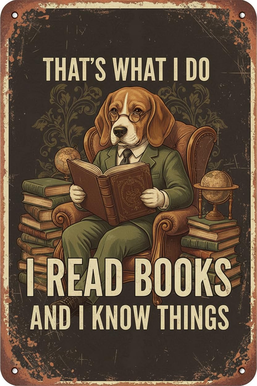 Vintage Tin Sign That's What I Do I Read Book I Know Things Tin Sign for Women Home Office Bedroom Living Room Cafes Wall Decor 8x12inch