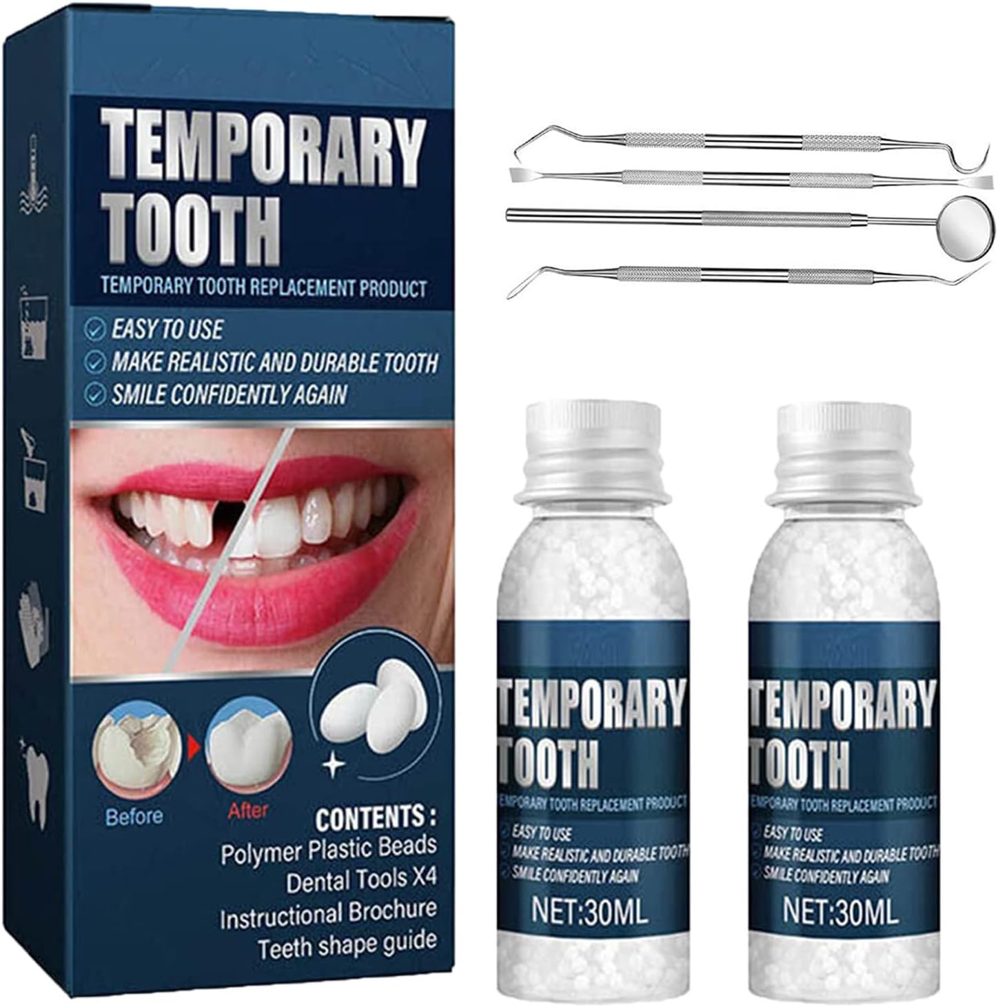 Tooth Repair Kit, Tooth Repair Granules, Fake Teeth for Temporary